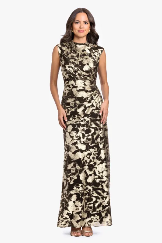 Petite "Cory" Metallic Print Ruched Dress made by Betsy & Adam