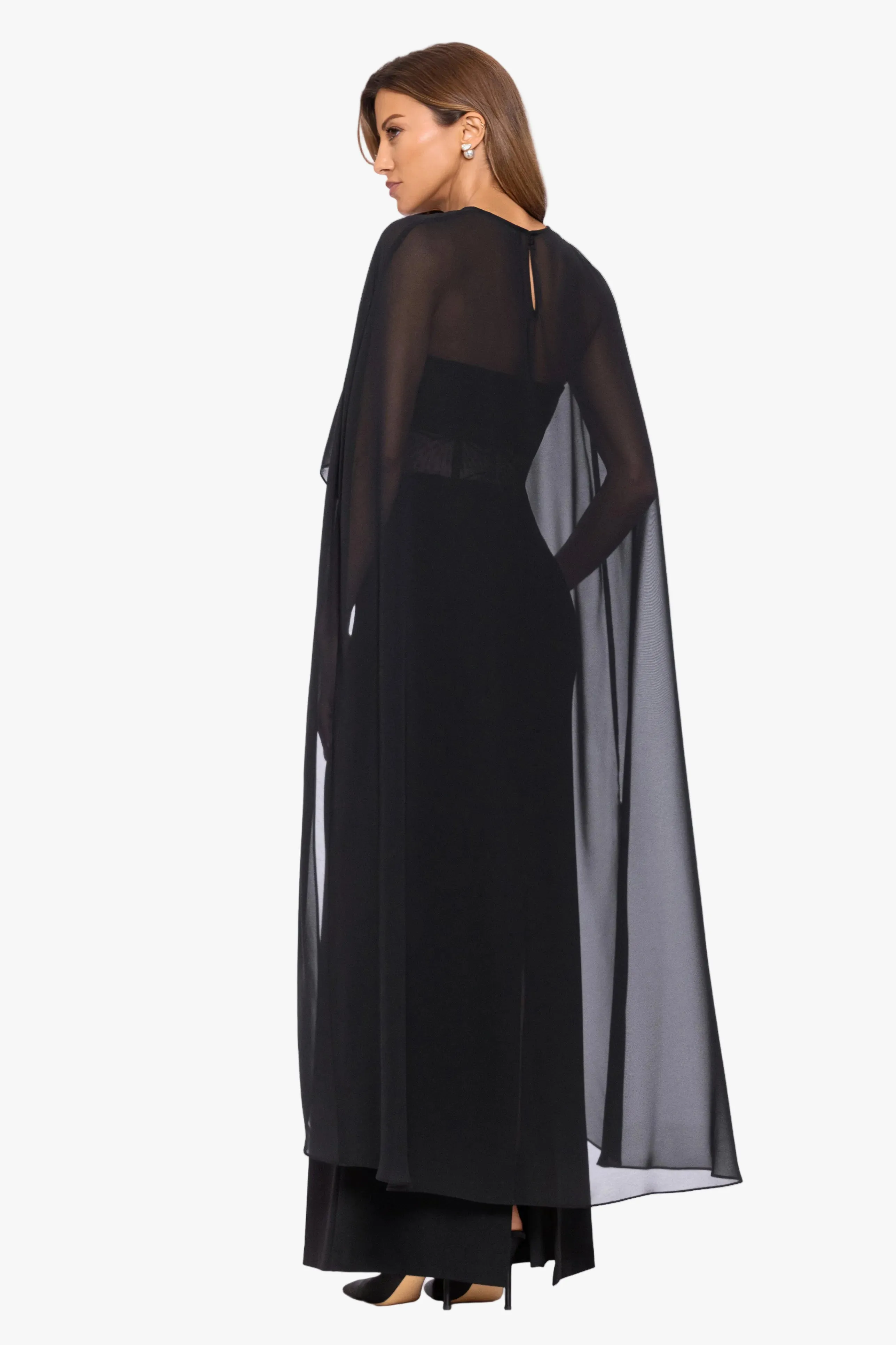 "Lee" Souffle Chiffon Long Cape sold by Betsy & Adam product image thumbnail 4