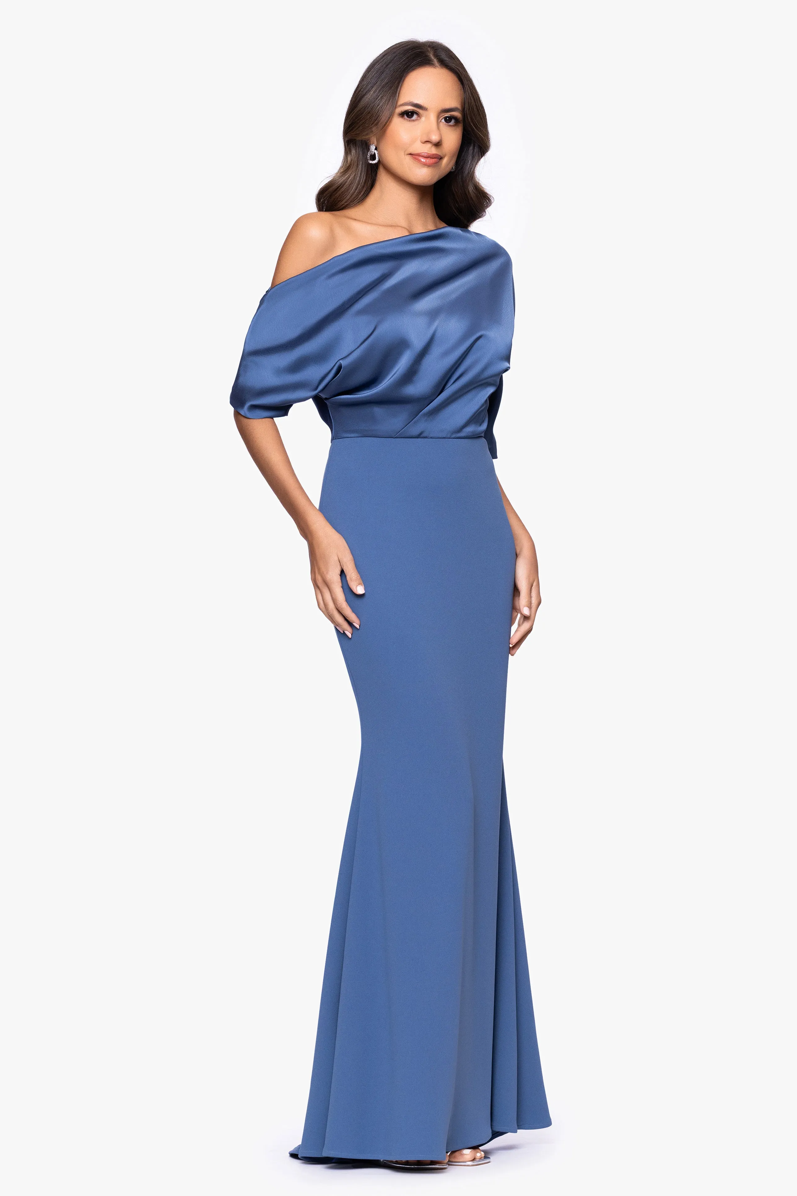 "Ana" Scuba Crepe & Satin Drop Shoulder Dress sold by Betsy & Adam product image thumbnail 5
