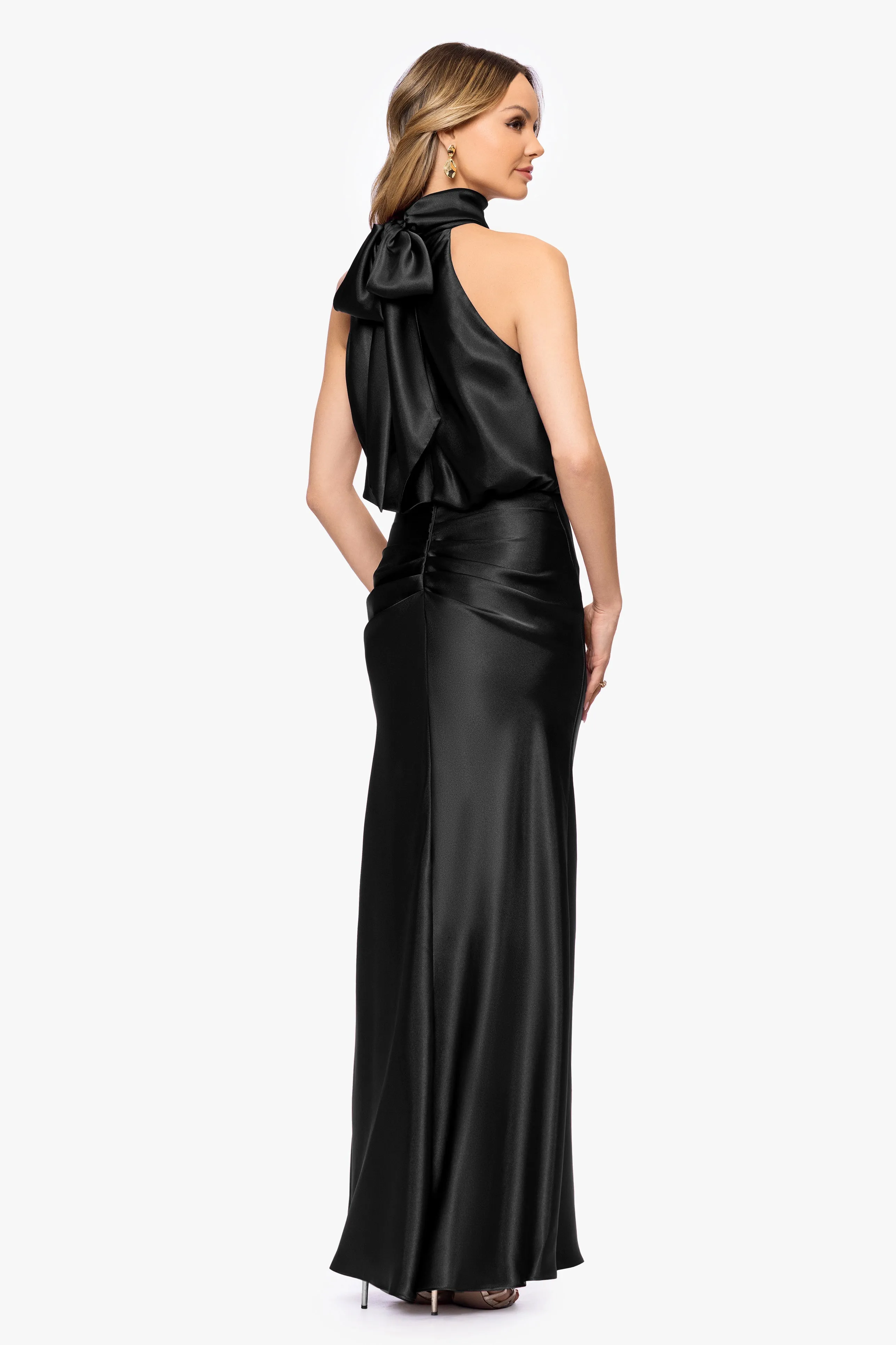 "Tara" Satin Tie Neck Dress sold by Betsy & Adam product image thumbnail 3