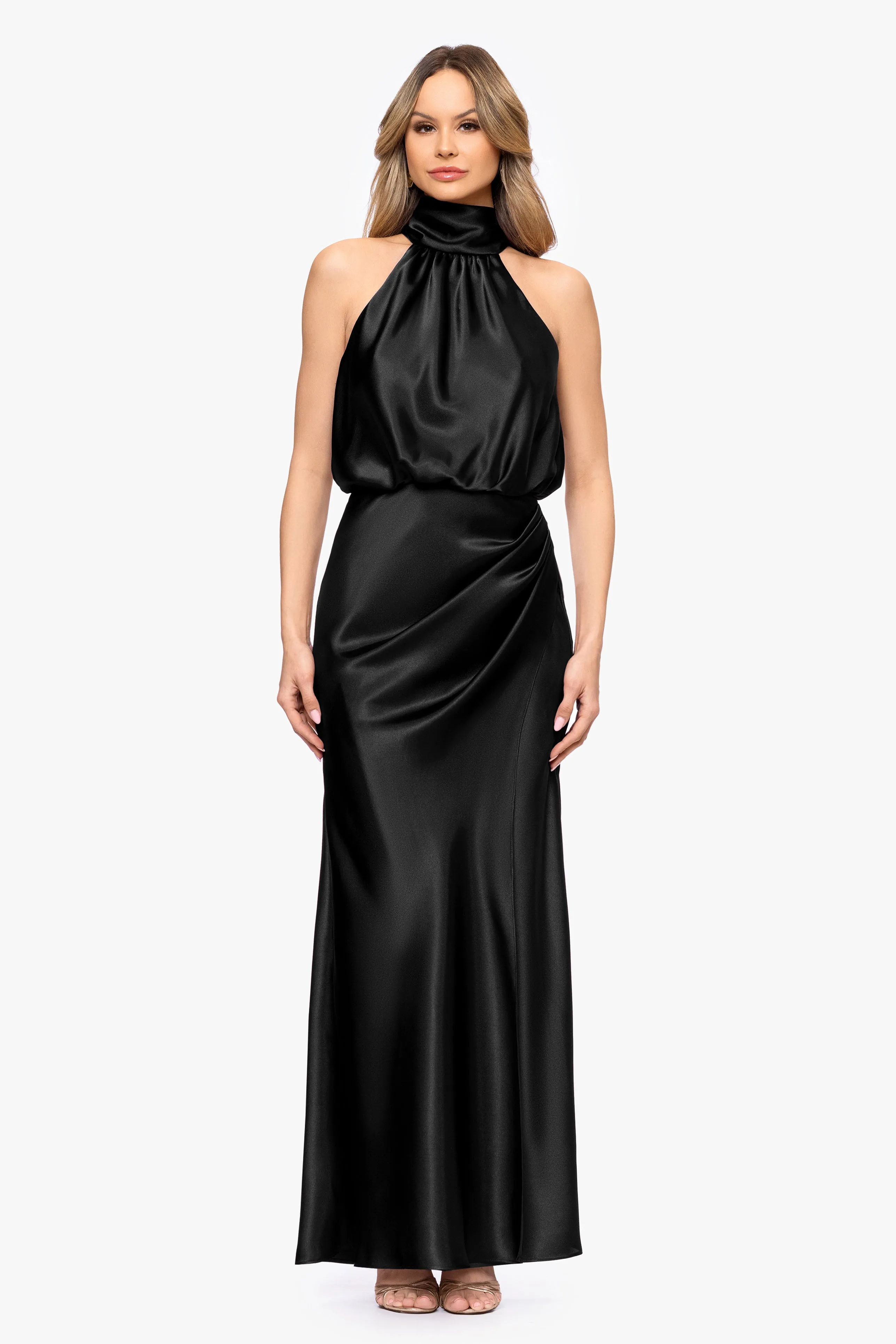 "Tara" Satin Tie Neck Dress sold by Betsy & Adam