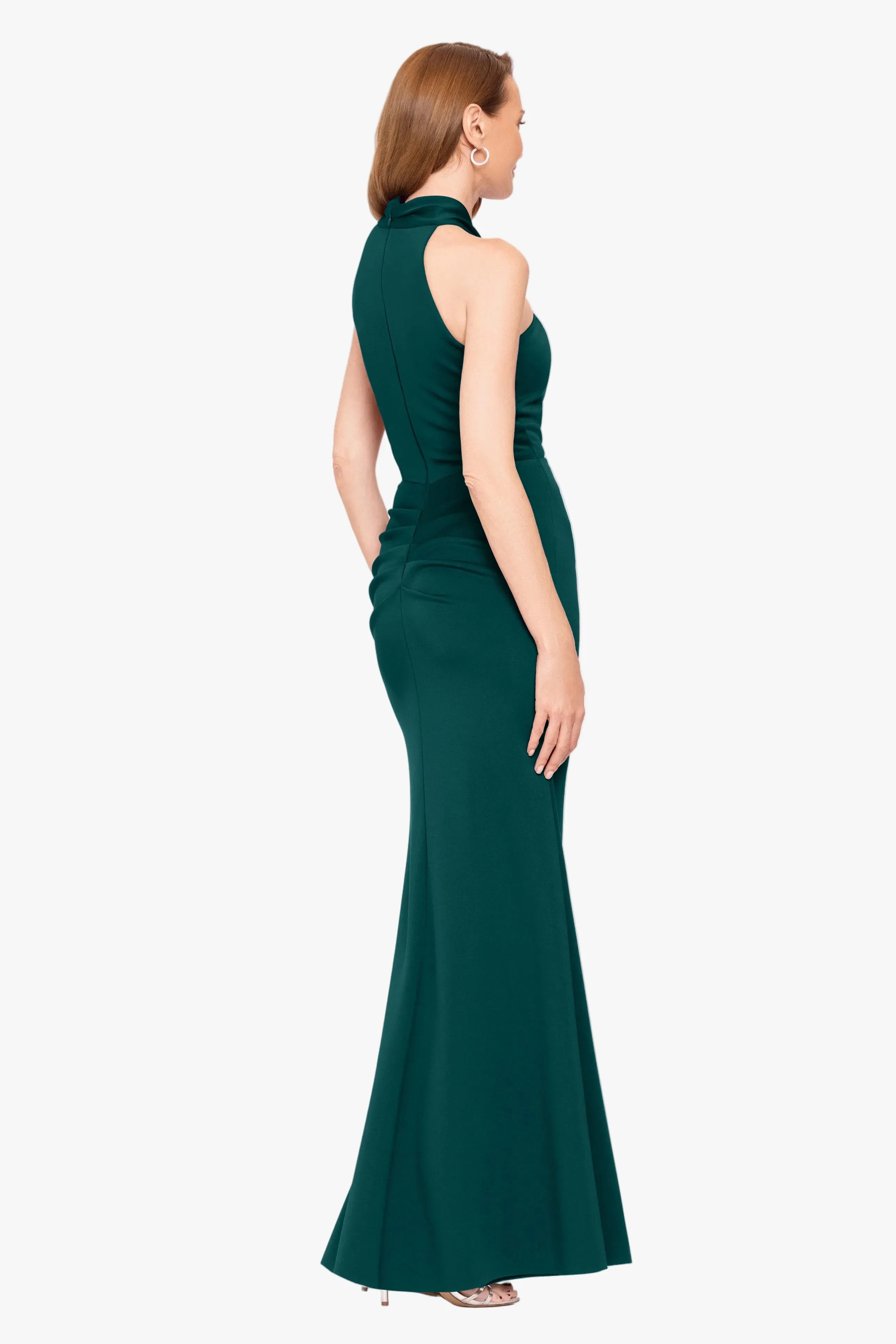 "Hazel" Scuba Crepe Knotted Neck Side Ruffle Dress sold by Betsy & Adam product image thumbnail 3