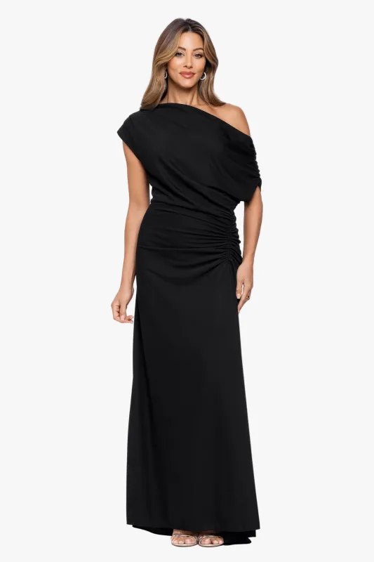 "Parker" Jersey Knit Off The Shoulder Ruched Dress made by Betsy & Adam