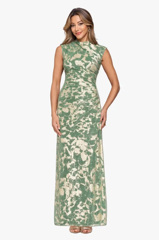 Petite "Cory" Metallic Print Ruched Dress made by Betsy & Adam
