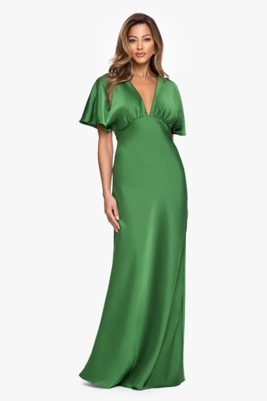 "Sheryl" Satin V-Neck Dress made by Betsy & Adam