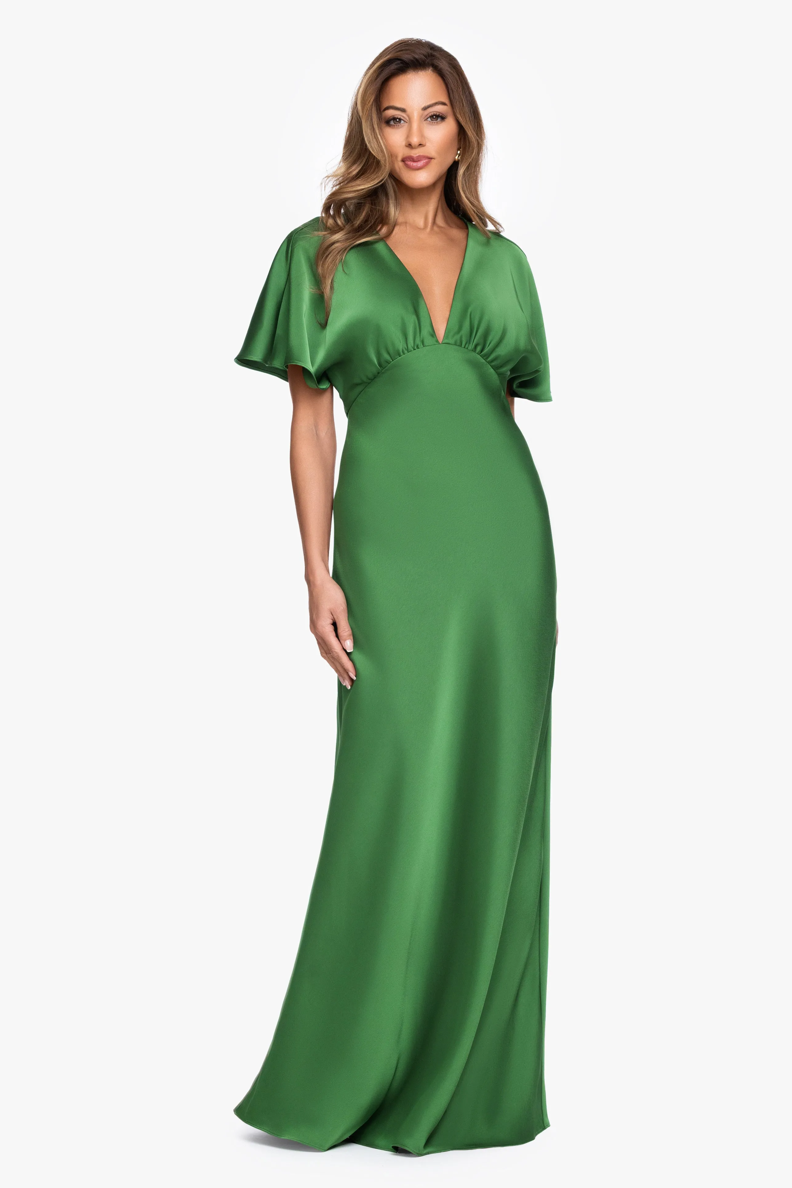 "Sheryl" Satin V-Neck Dress sold by Betsy & Adam