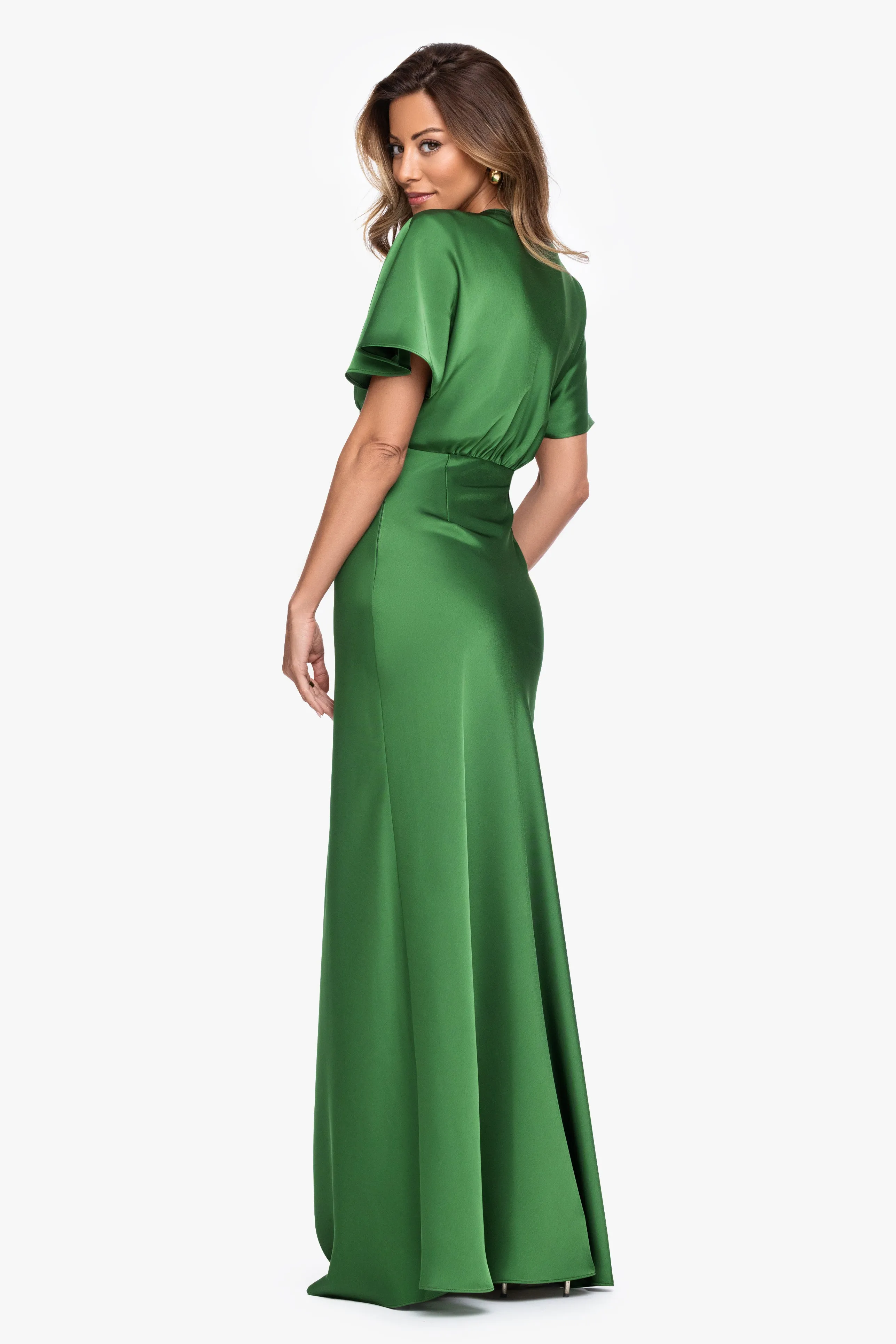 "Sheryl" Satin V-Neck Dress sold by Betsy & Adam product image thumbnail 3