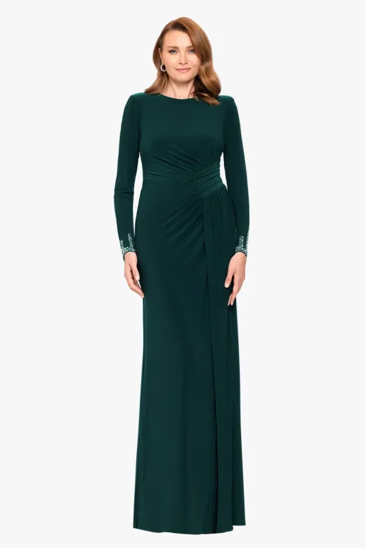 "Kenley" Jersey Knit Long Sleeve Beaded Cuff Dress made by Betsy & Adam