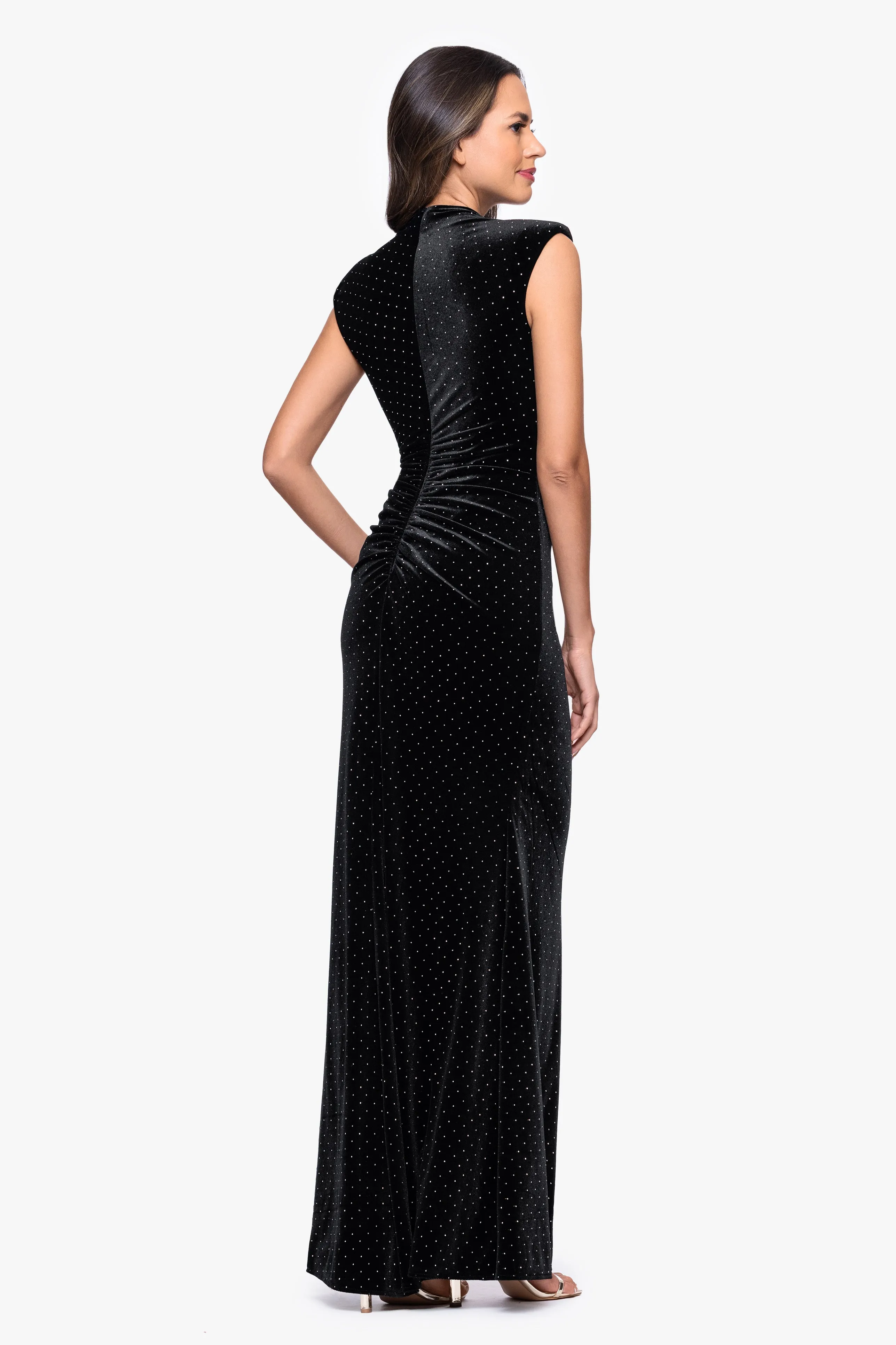 Petite "Andrea" Studded Velvet Slit Dress sold by Betsy & Adam product image thumbnail 4