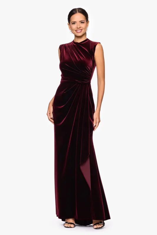 "Cherie" Velvet Side Ruched Dress made by Betsy & Adam