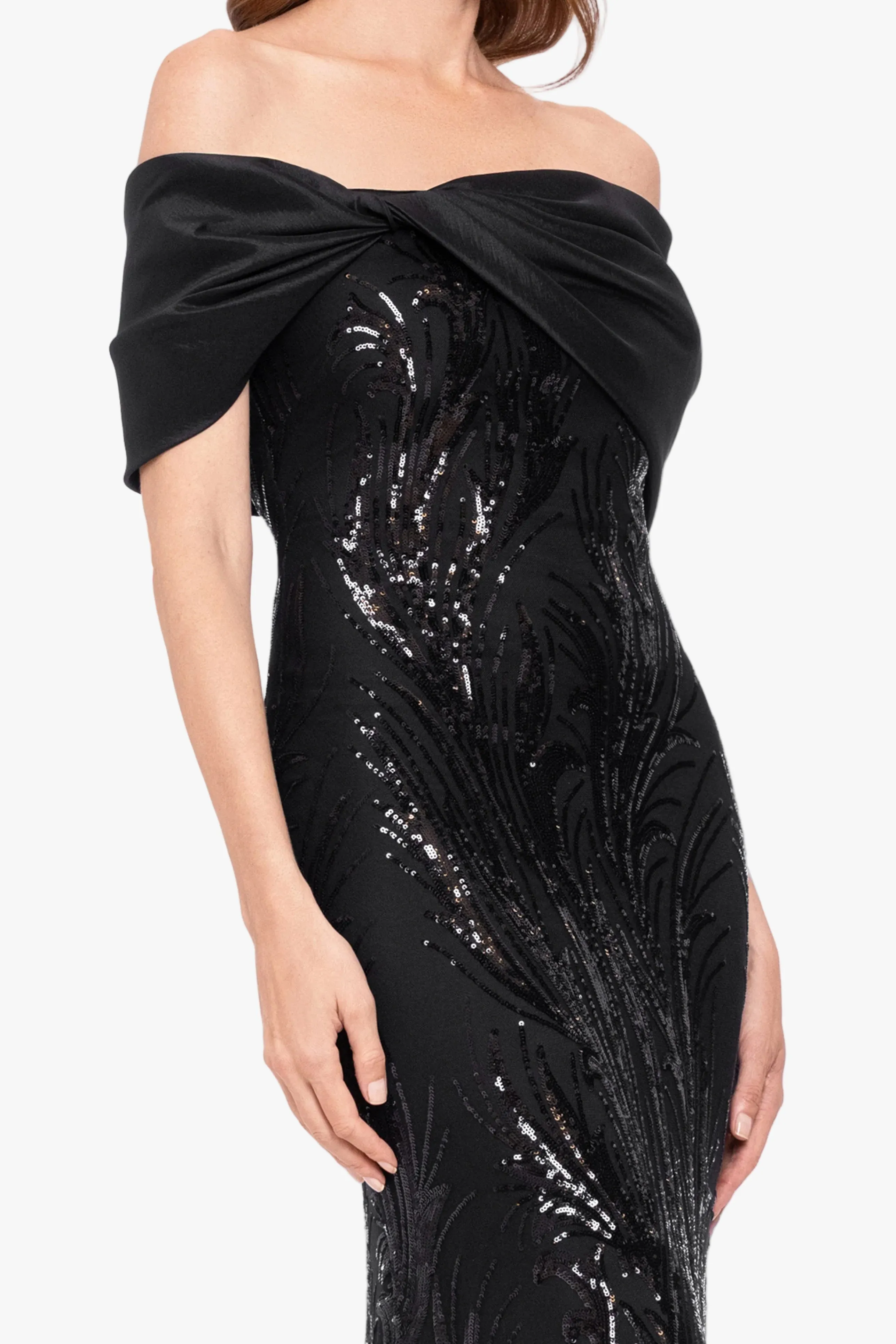"Breezy" Sequin Off Shoulder Taffeta Twist Dress sold by Betsy & Adam product image thumbnail 2
