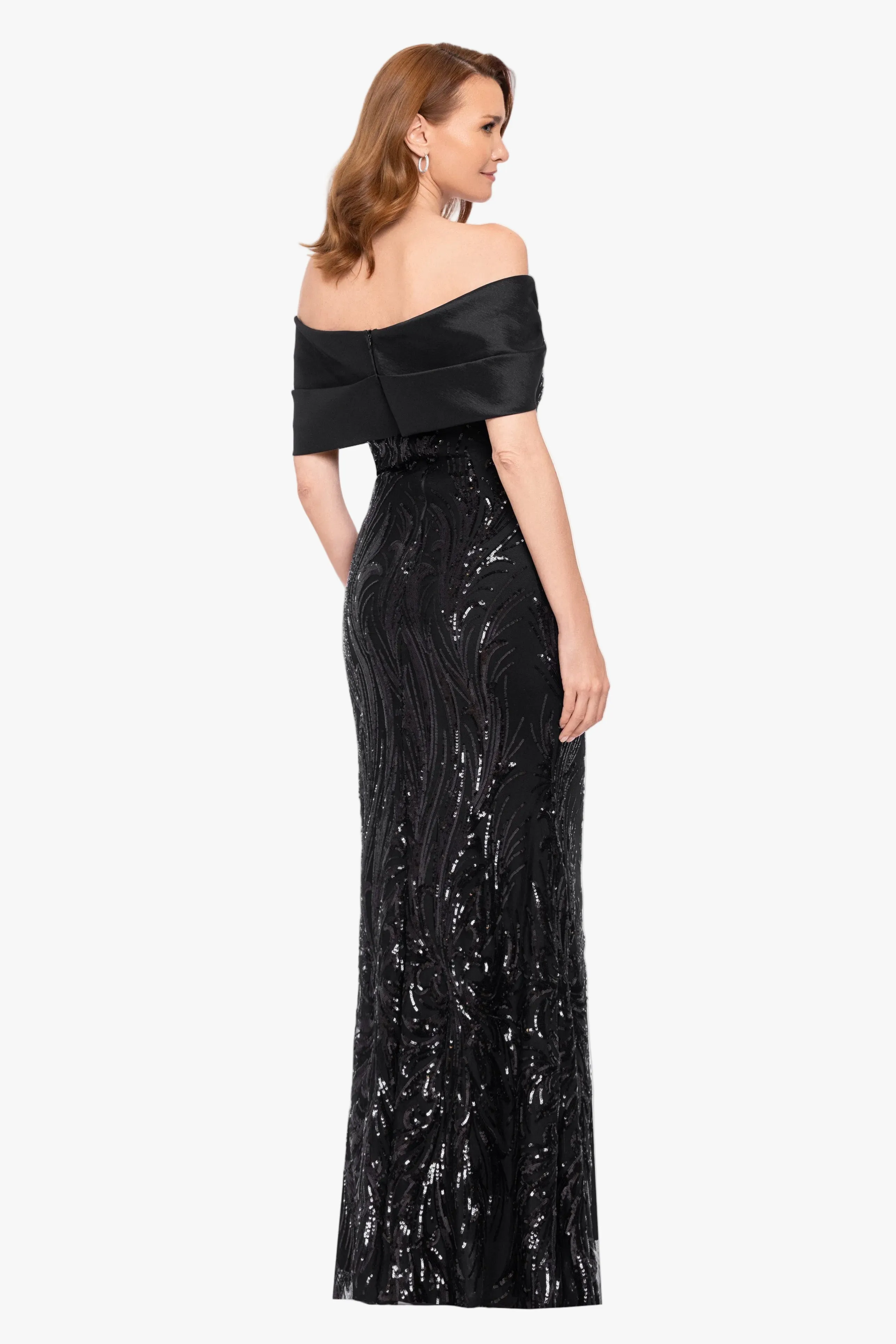 "Breezy" Sequin Off Shoulder Taffeta Twist Dress sold by Betsy & Adam product image thumbnail 3