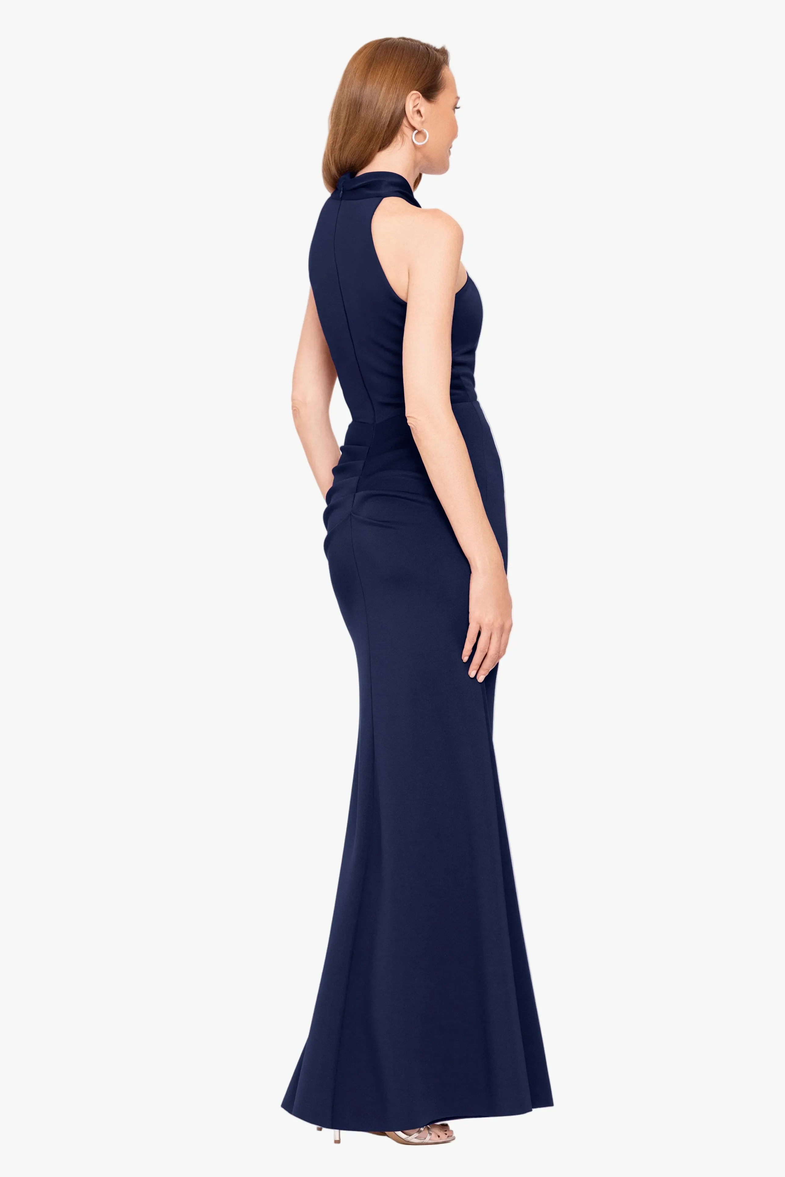 Petite "Hazel" Scuba Crepe Knotted Neck Side Ruffle Dress sold by Betsy & Adam product image thumbnail 3