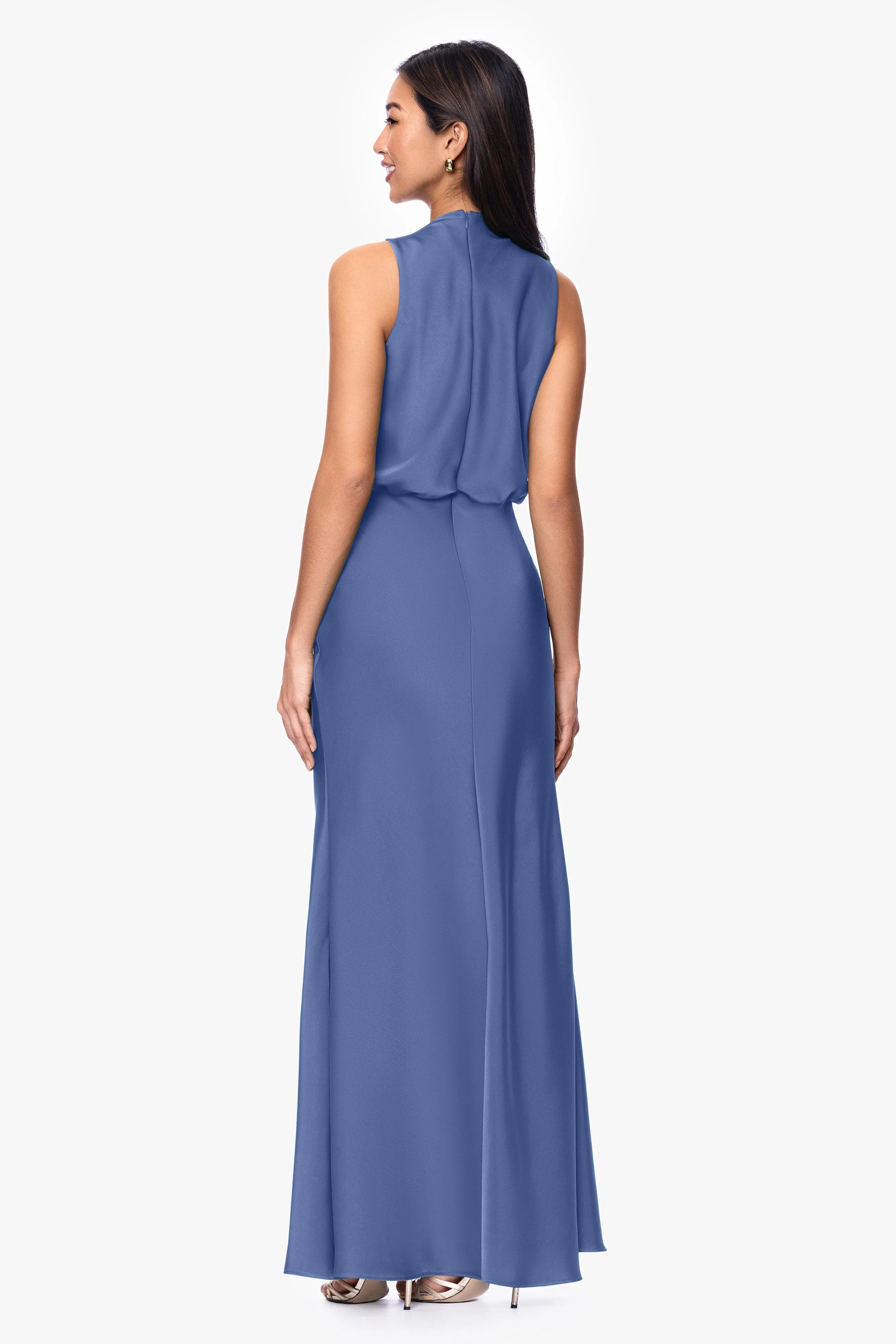 Petite "Colette" Satin Ruched Trim Dress sold by Betsy & Adam product image thumbnail 3