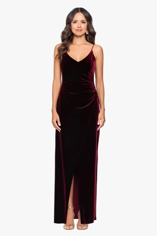 Petite "Allison" Velvet Cami Wrap Dress made by Betsy & Adam