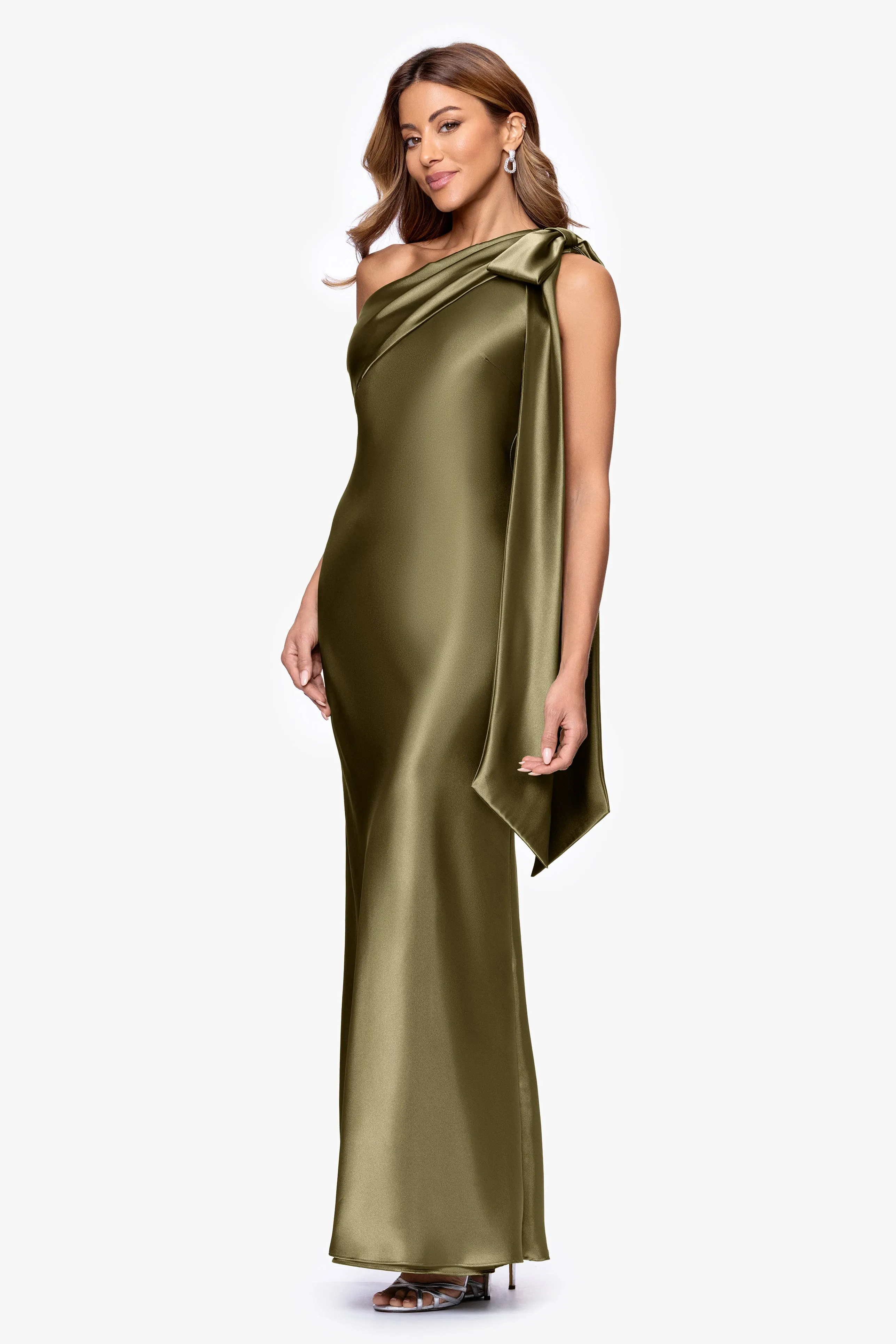 Petite "Dove" Satin One Shoulder Bow Dress sold by Betsy & Adam product image thumbnail 4