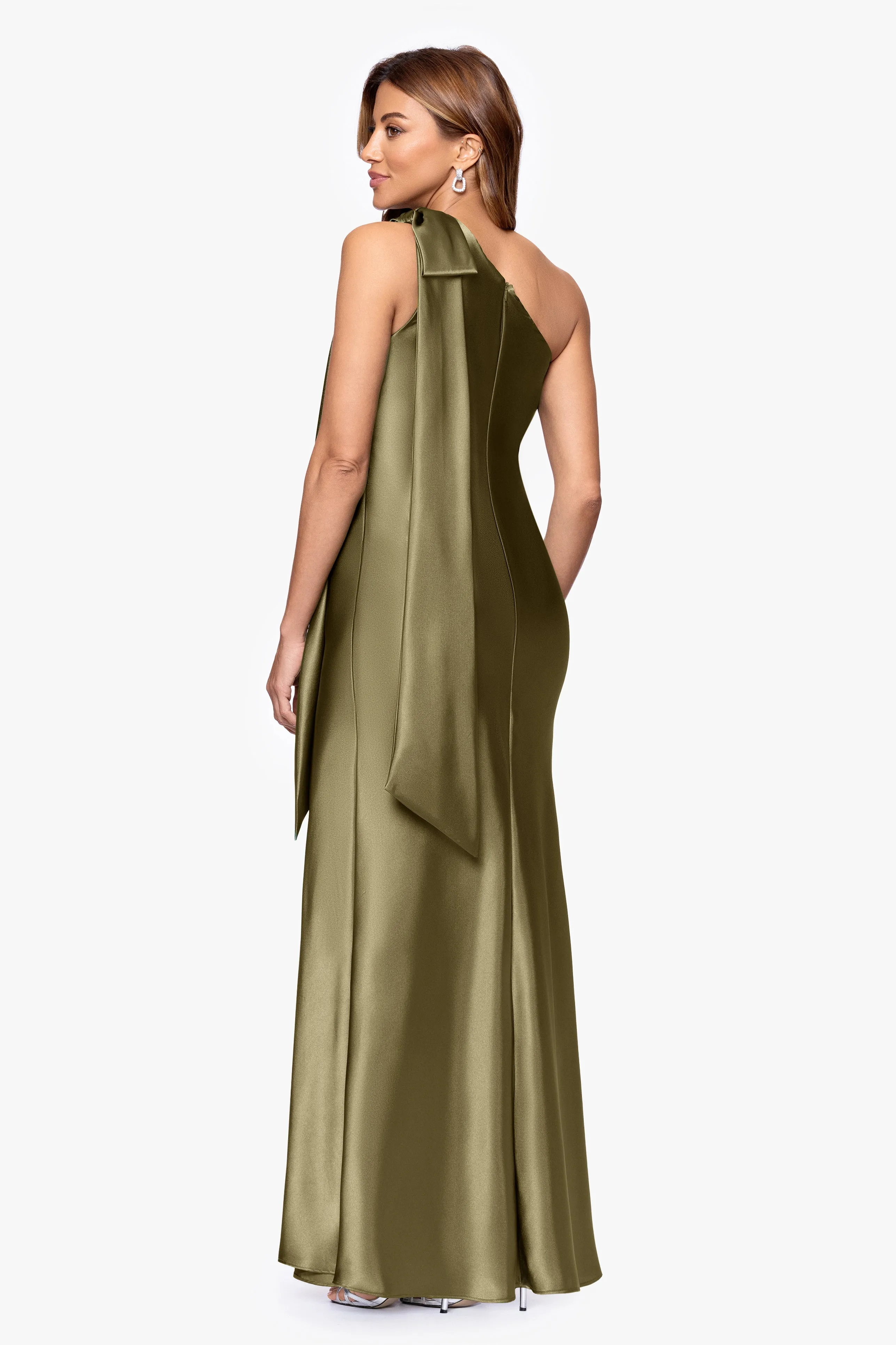 Petite "Dove" Satin One Shoulder Bow Dress sold by Betsy & Adam product image thumbnail 3