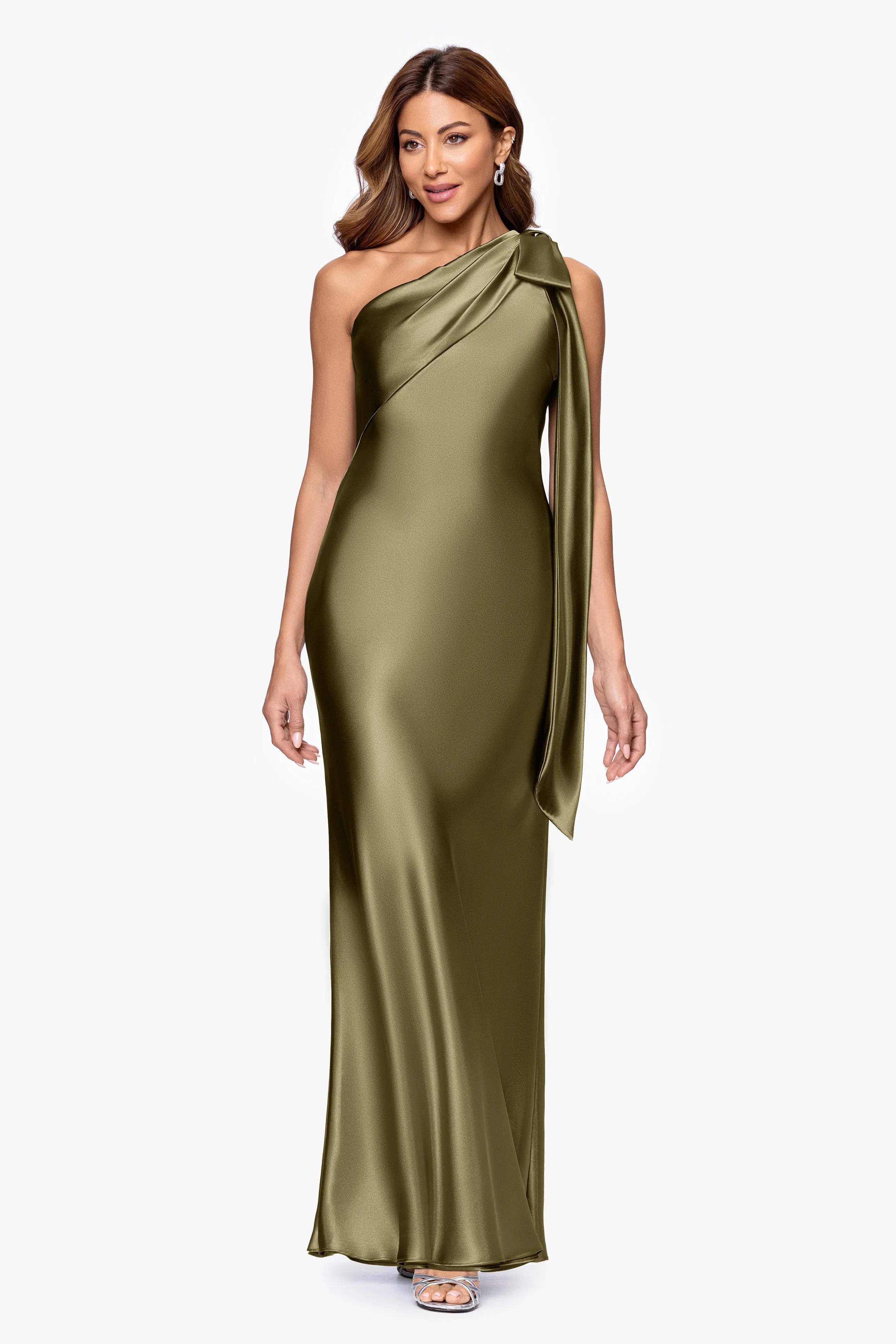 Petite "Dove" Satin One Shoulder Bow Dress sold by Betsy & Adam product image thumbnail 5