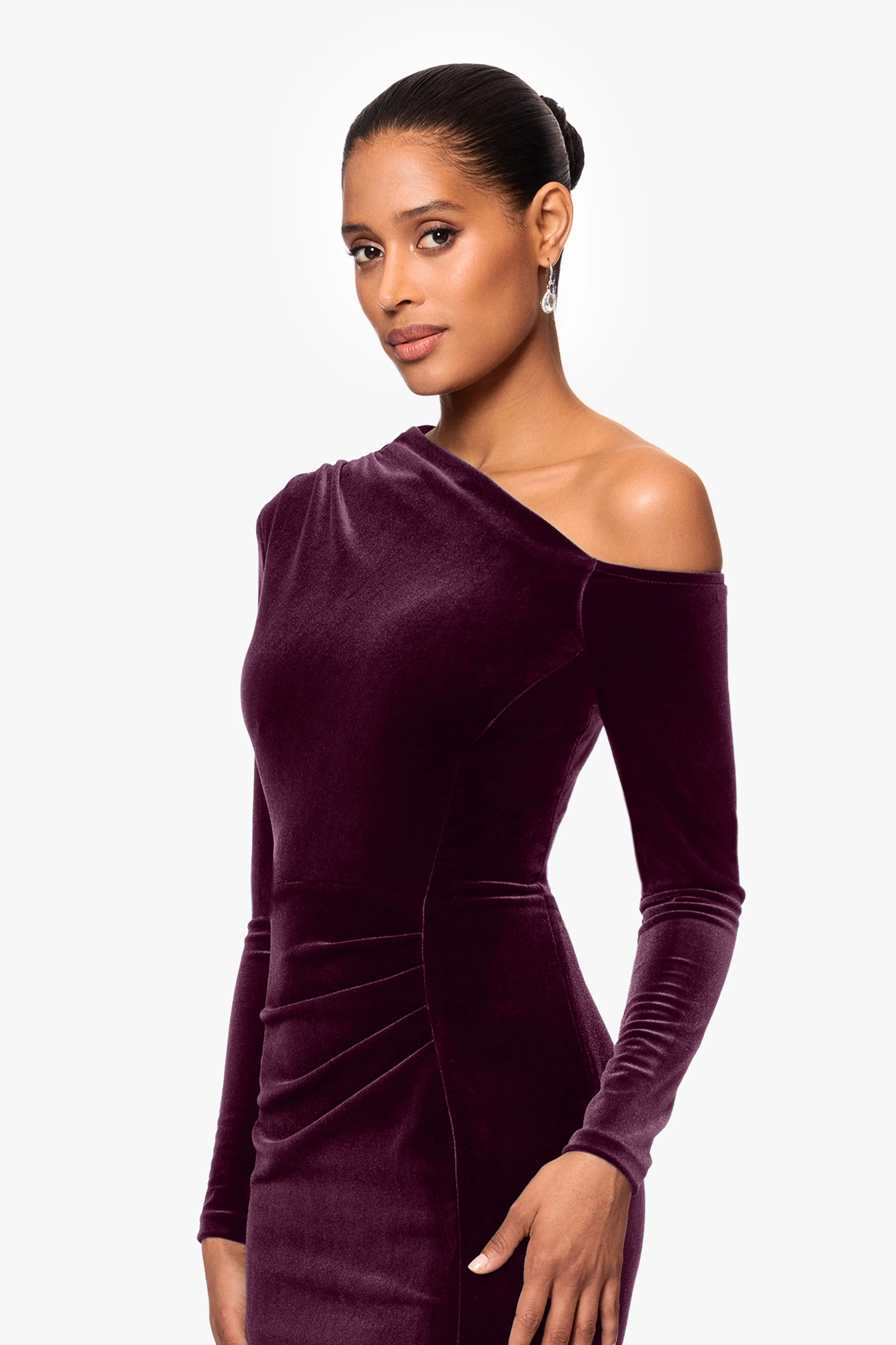 "Annette" Velvet Off Shoulder Long Sleeve Dress sold by Betsy & Adam product image thumbnail 2