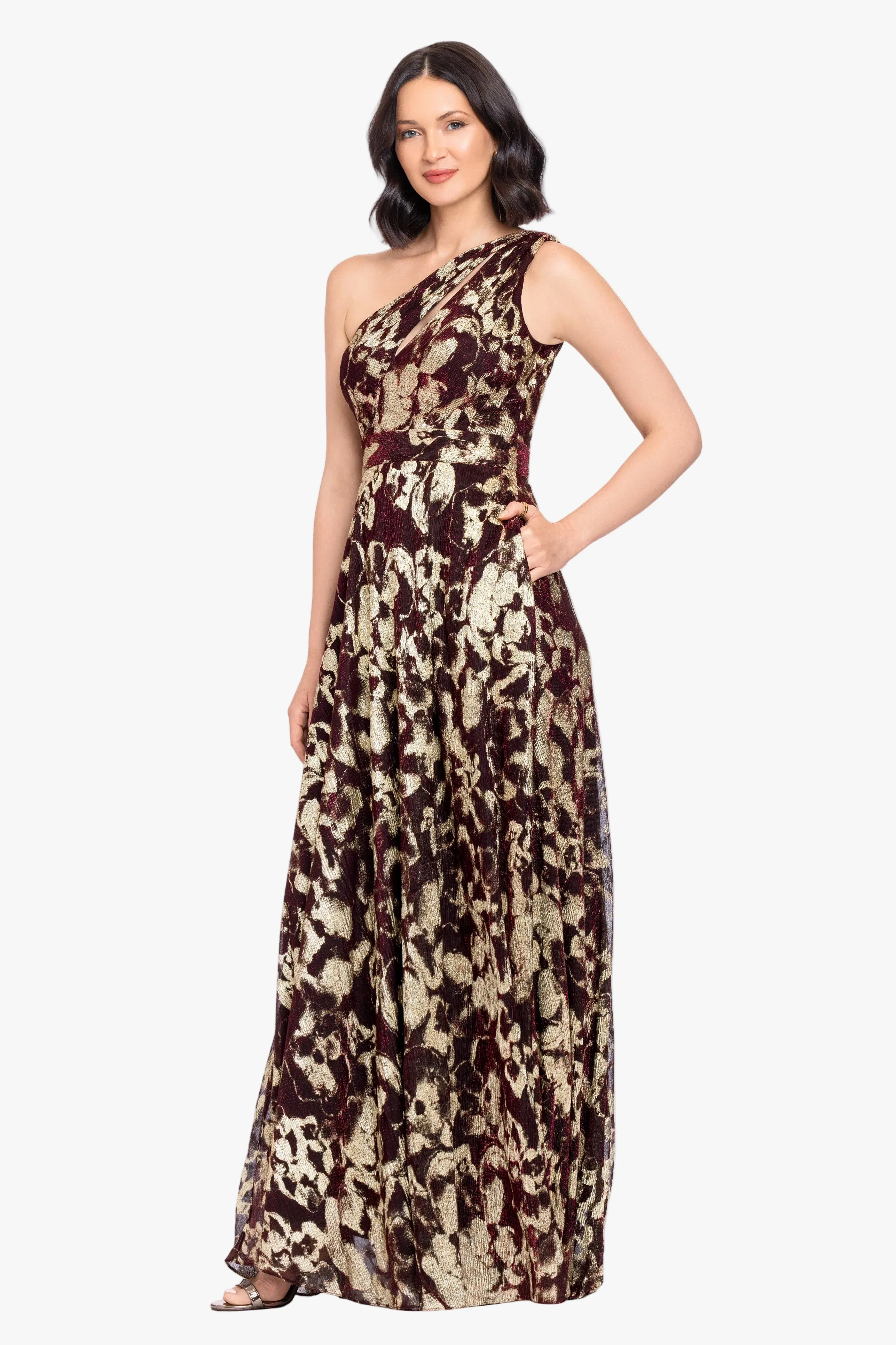 "Sadie" Crinkle Foil One Shoulder Dress sold by Betsy & Adam product image thumbnail 5