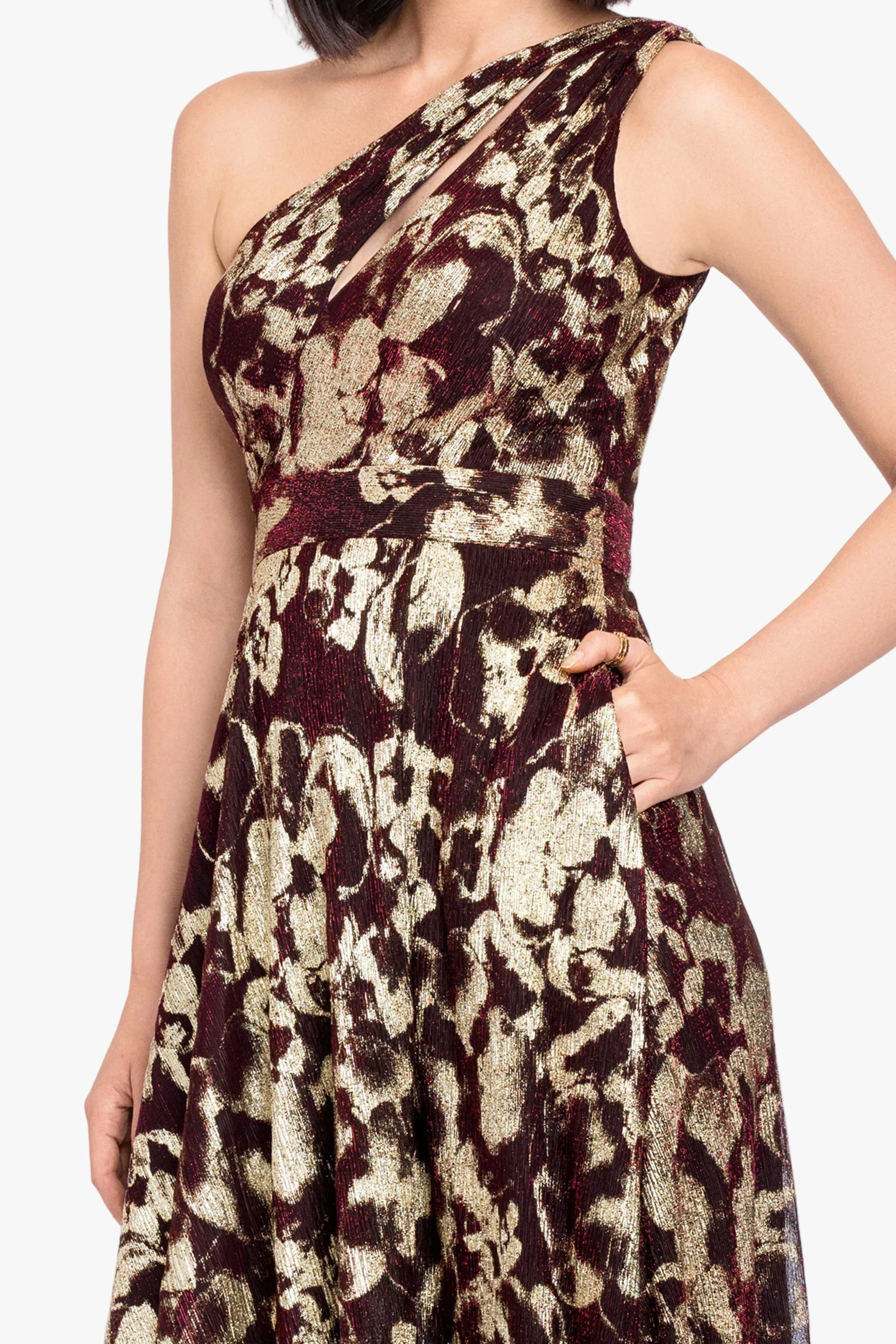 "Sadie" Crinkle Foil One Shoulder Dress sold by Betsy & Adam product image thumbnail 3