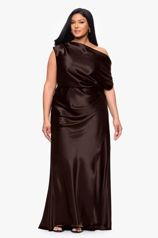 Plus "Sofia" Satin Drop Shoulder Dress made by Betsy & Adam