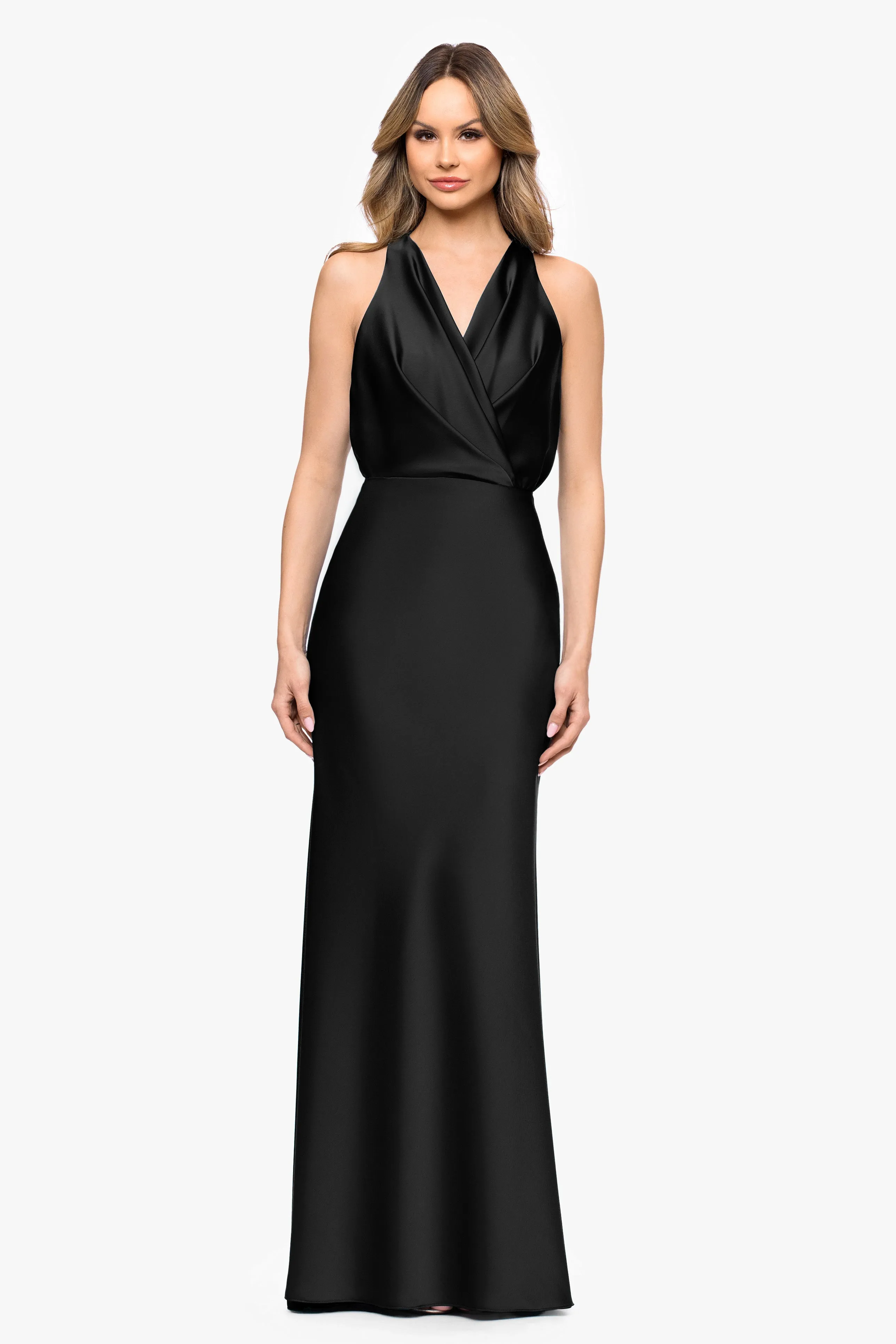 Petite "Zoella" Satin V-Neck Dress sold by Betsy & Adam