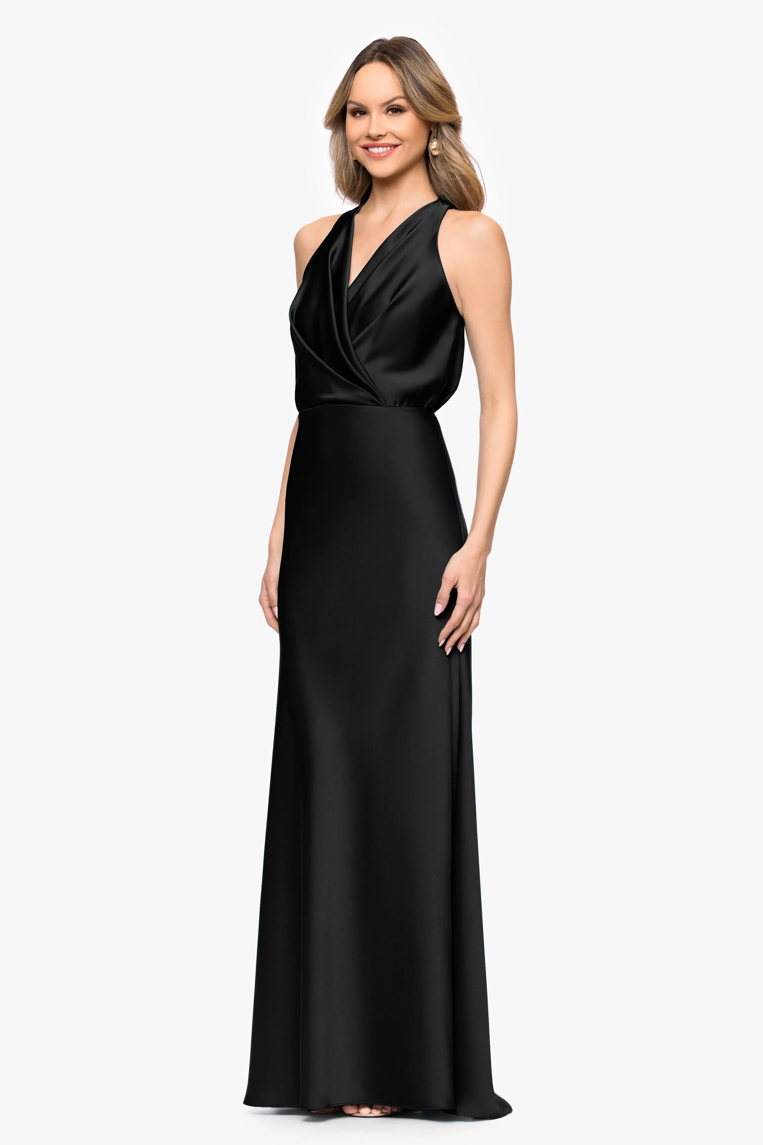 Petite "Zoella" Satin V-Neck Dress sold by Betsy & Adam product image thumbnail 4