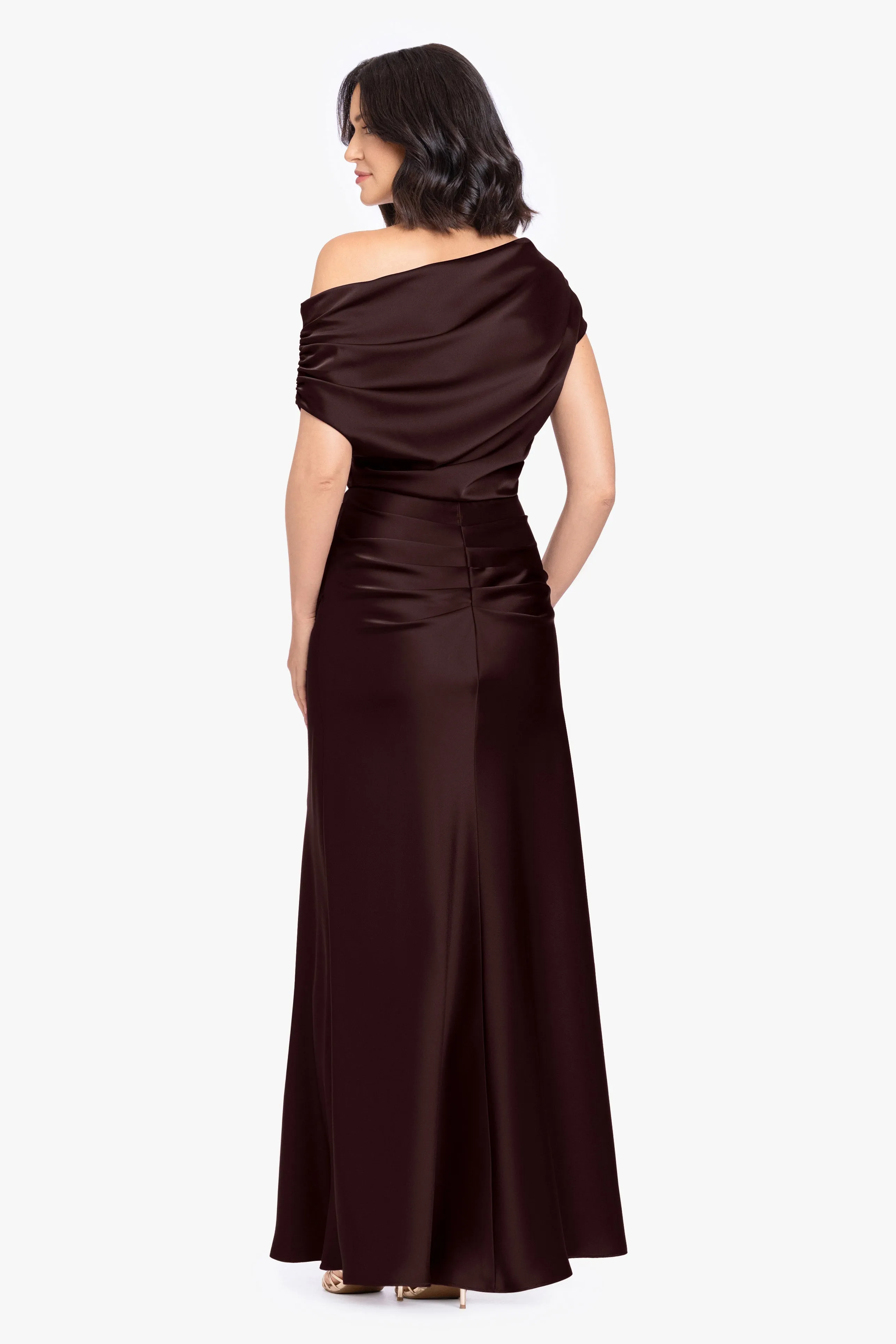 Petite “Hailey” Double Faced Satin Off The Shoulder Ruched Dress sold by Betsy & Adam product image thumbnail 3