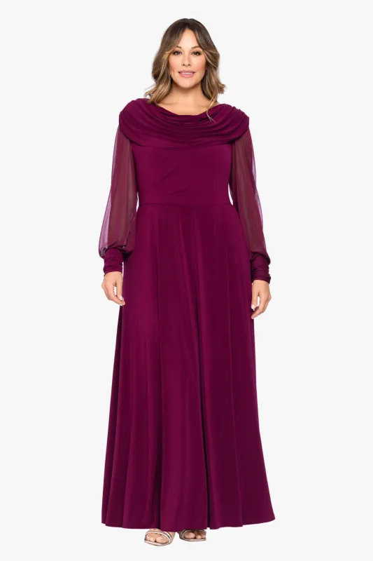 Plus "Janie" Sheer Matte Jersey Knit Long Sleeve Dress made by Betsy & Adam