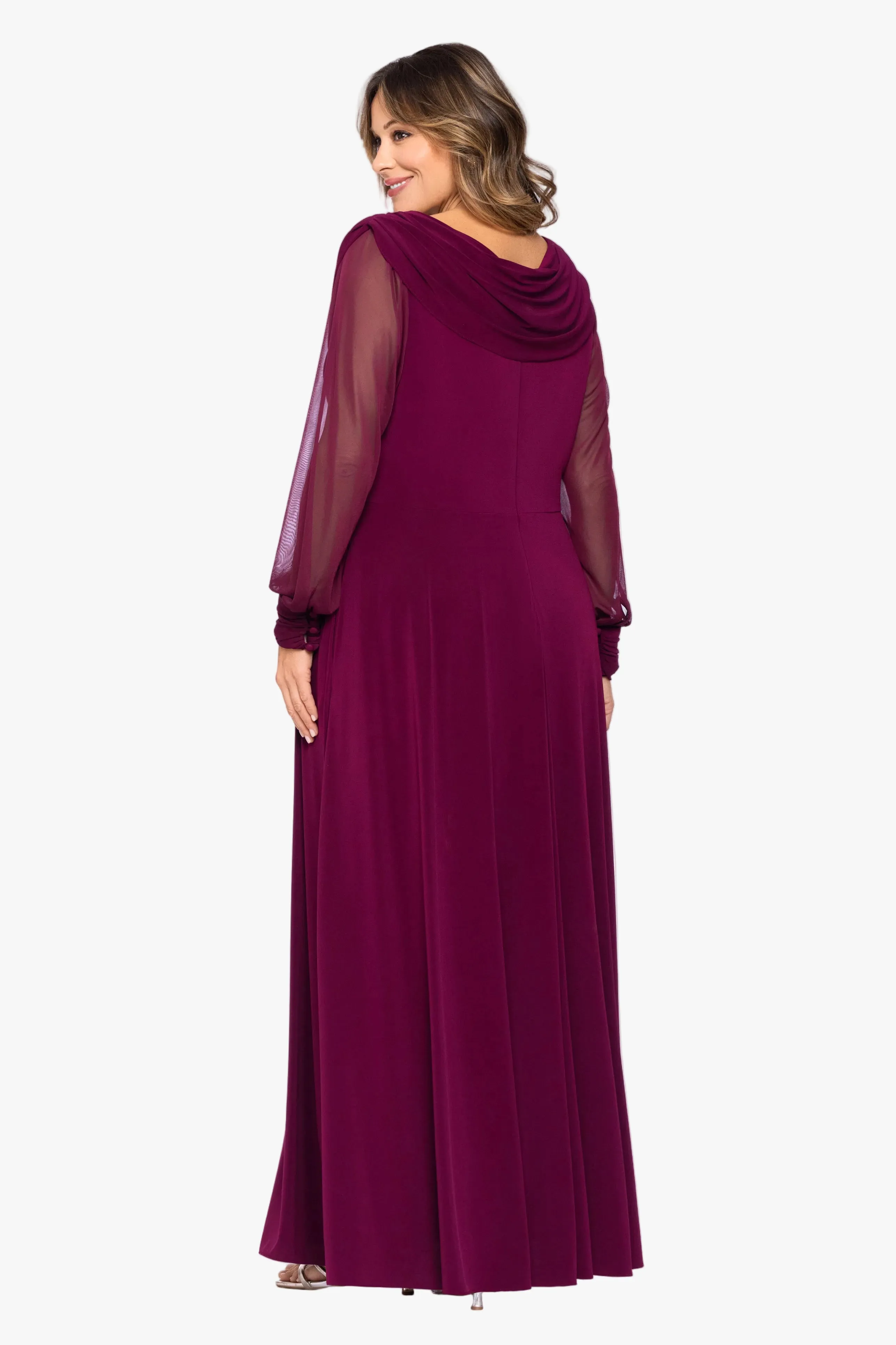 Plus "Janie" Sheer Matte Jersey Knit Long Sleeve Dress sold by Betsy & Adam product image thumbnail 3