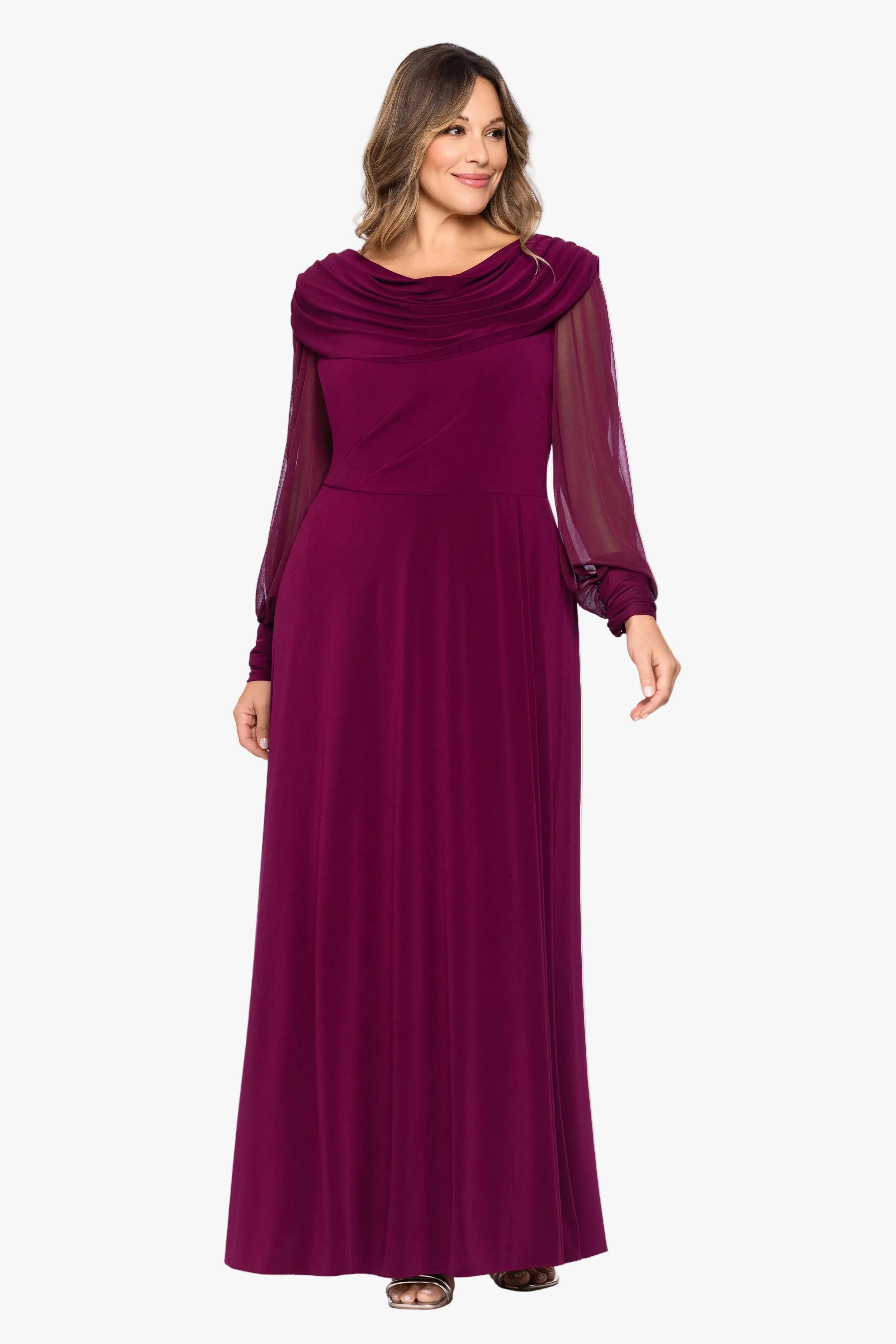 Plus "Janie" Sheer Matte Jersey Knit Long Sleeve Dress sold by Betsy & Adam product image thumbnail 5