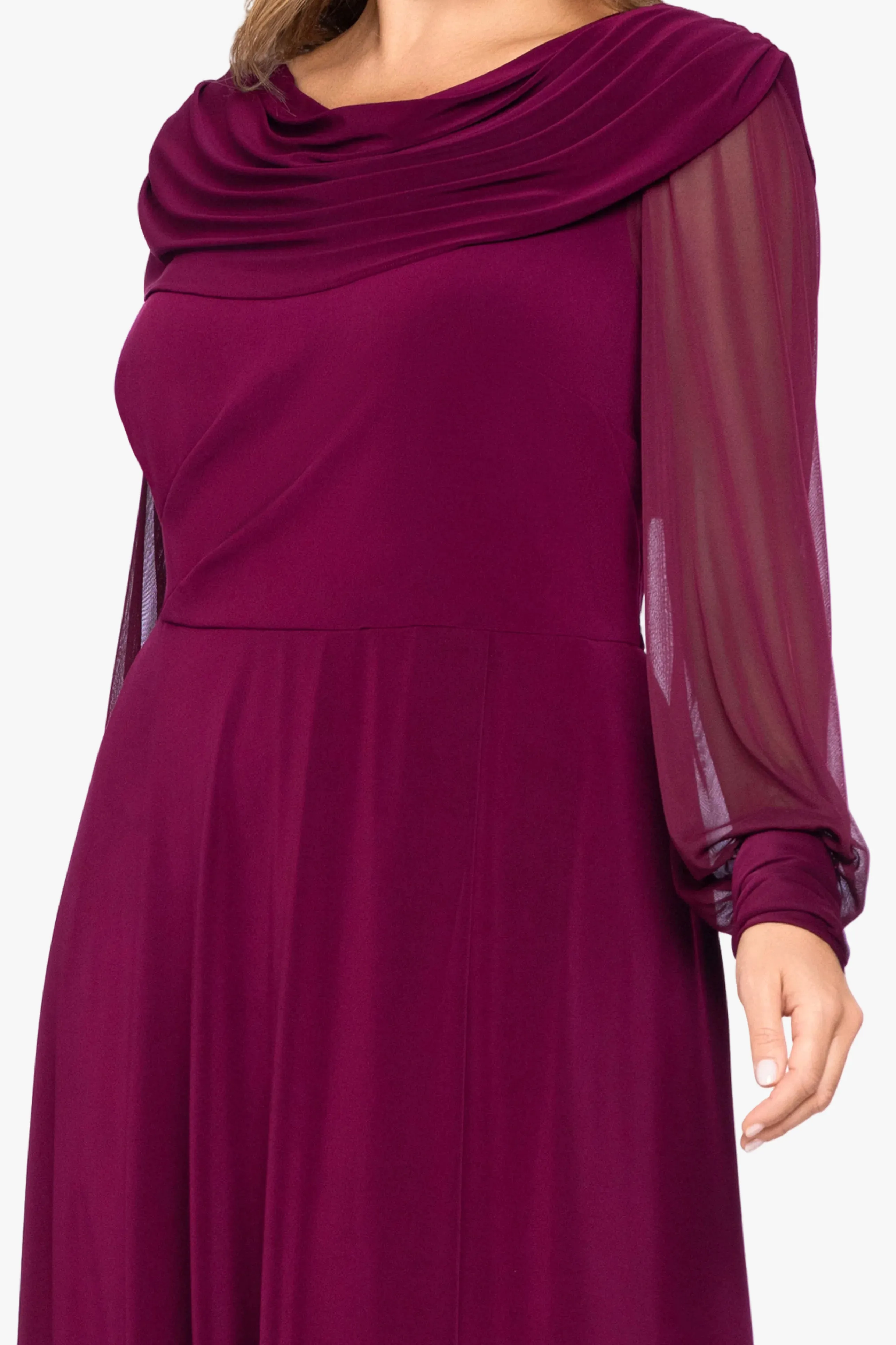 Plus "Janie" Sheer Matte Jersey Knit Long Sleeve Dress sold by Betsy & Adam product image thumbnail 2