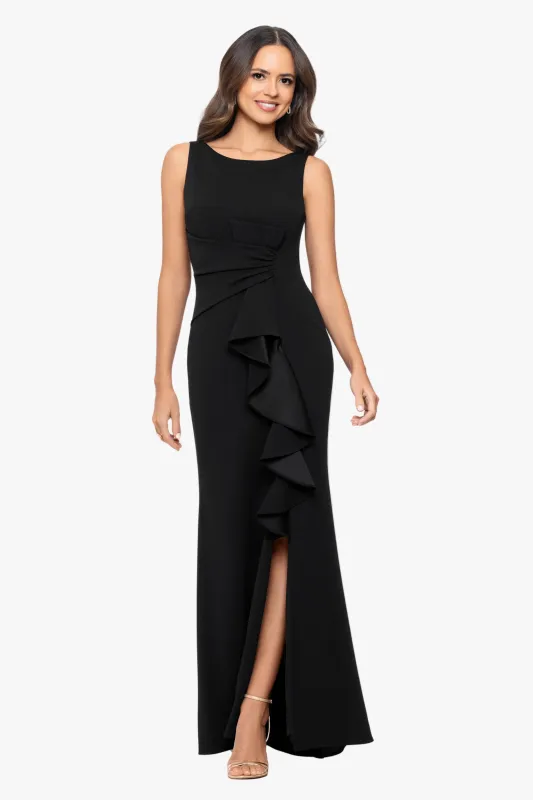 Petite "Christine" Scuba Crepe Ruffled Bow Dress made by Betsy & Adam