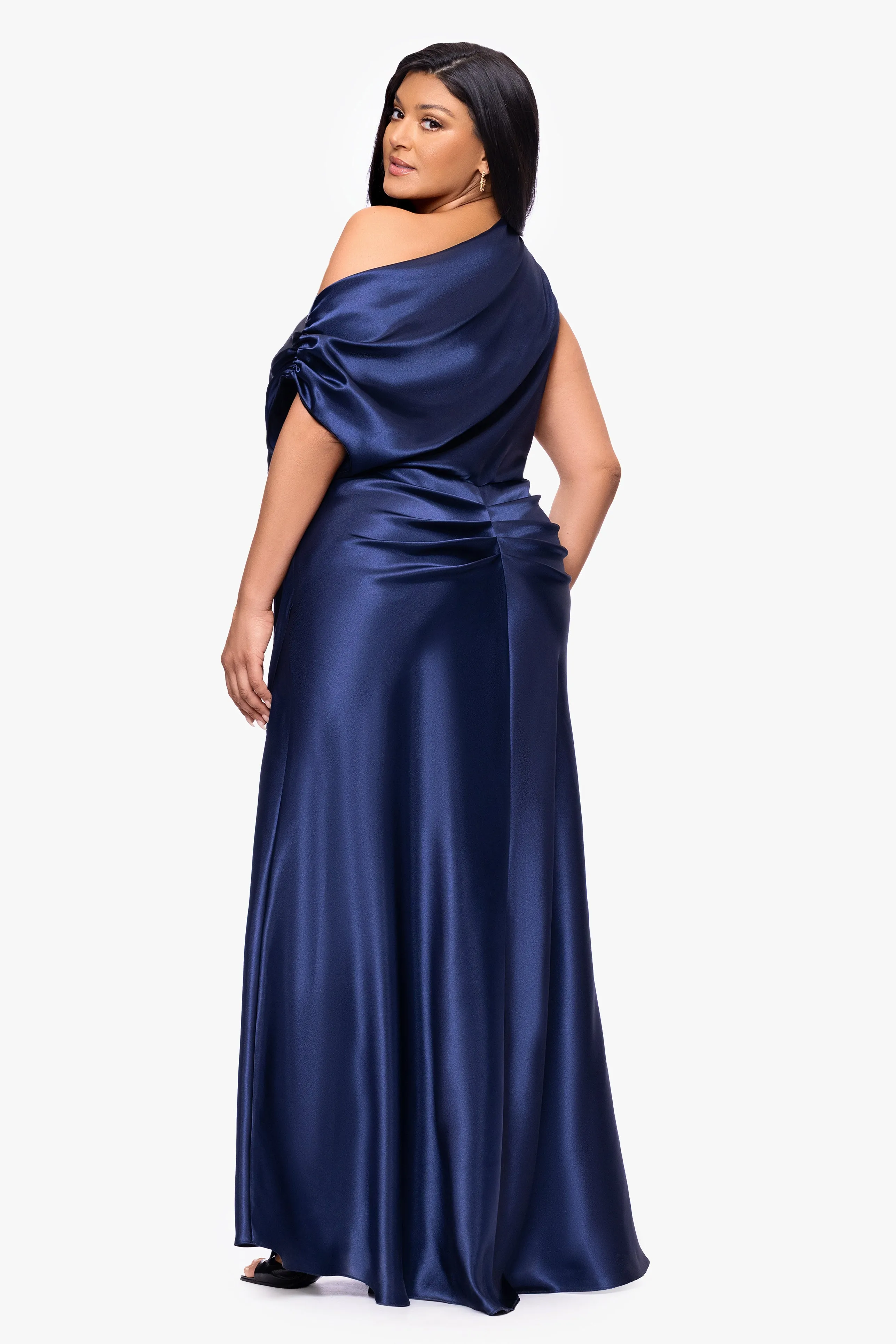 Plus "Sofia" Satin Drop Shoulder Dress sold by Betsy & Adam product image thumbnail 3
