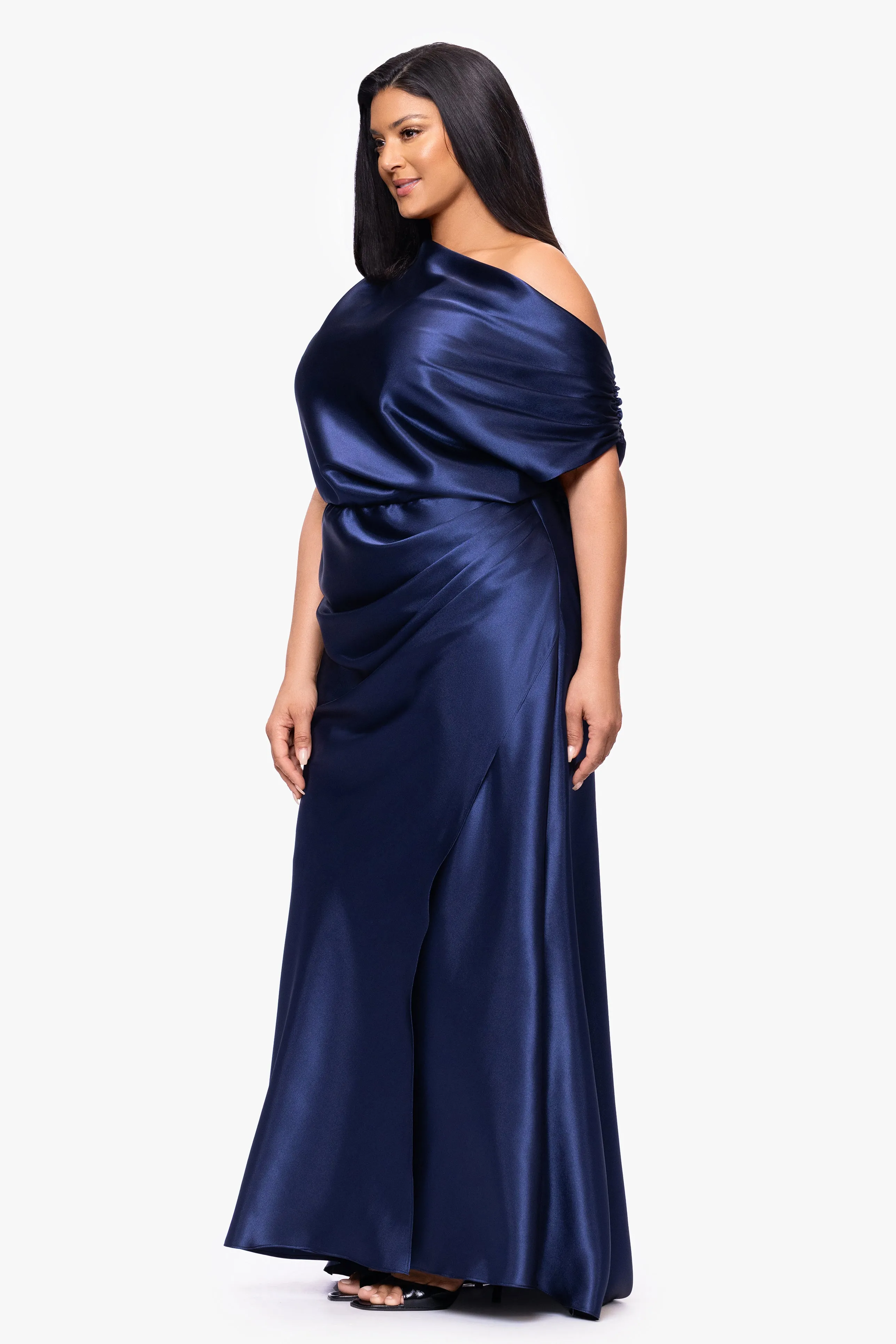 Plus "Sofia" Satin Drop Shoulder Dress sold by Betsy & Adam product image thumbnail 4