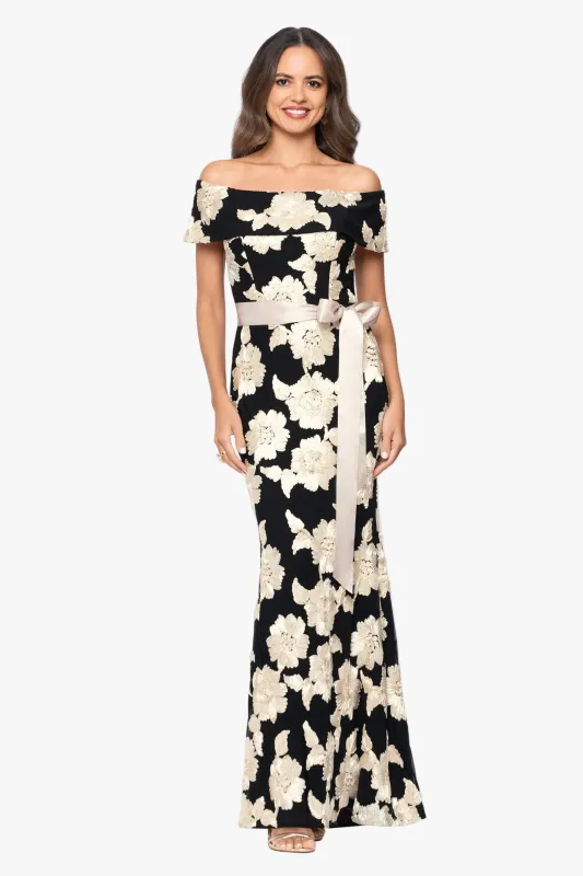 "Georgette" Soutache Off The Shoulder Ribbon Dress made by Betsy & Adam