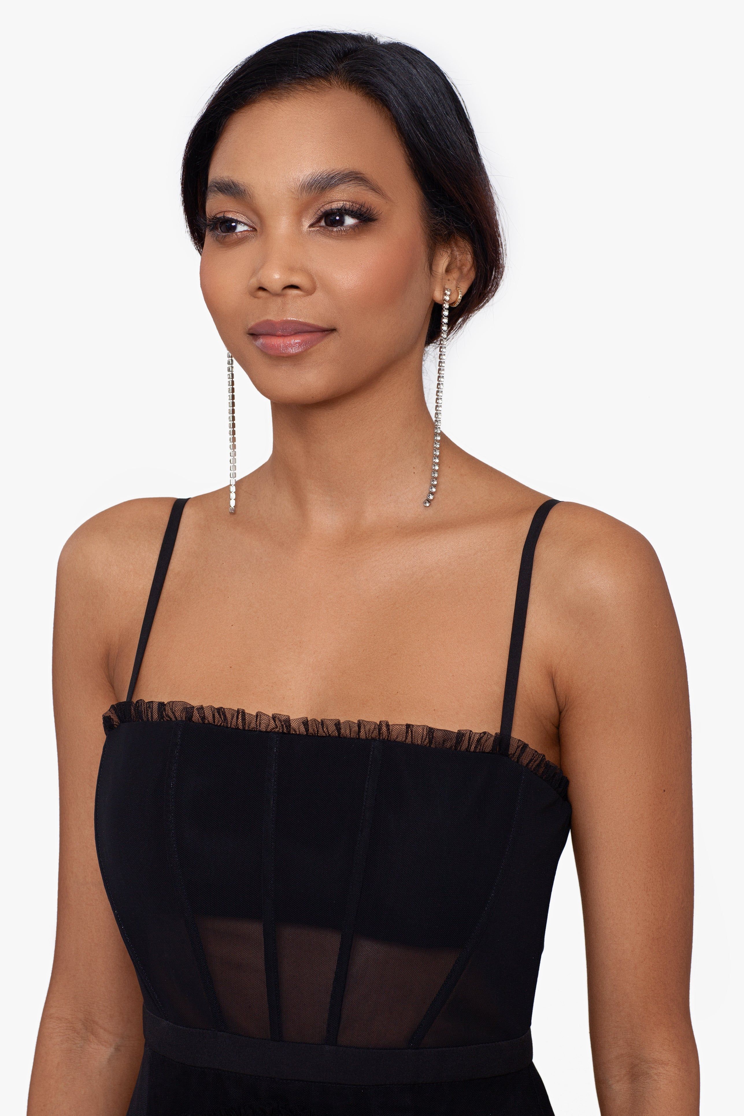 "Kiara" Short Spaghetti Strap Mesh Corset Dress sold by Betsy & Adam product image thumbnail 3