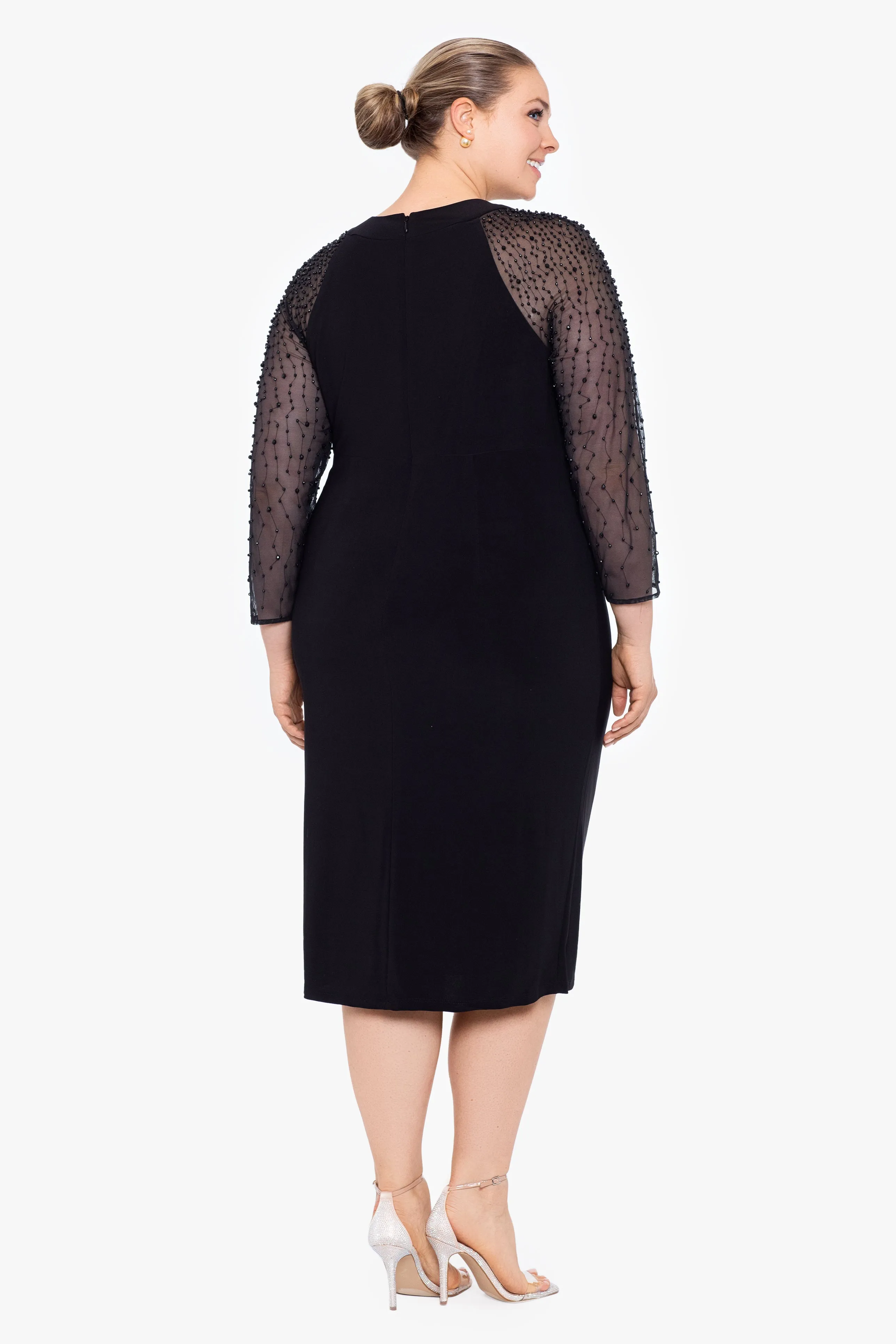 Plus "Joanna" Short Jersey Knit Beaded Sleeve Dress sold by Betsy & Adam product image thumbnail 2