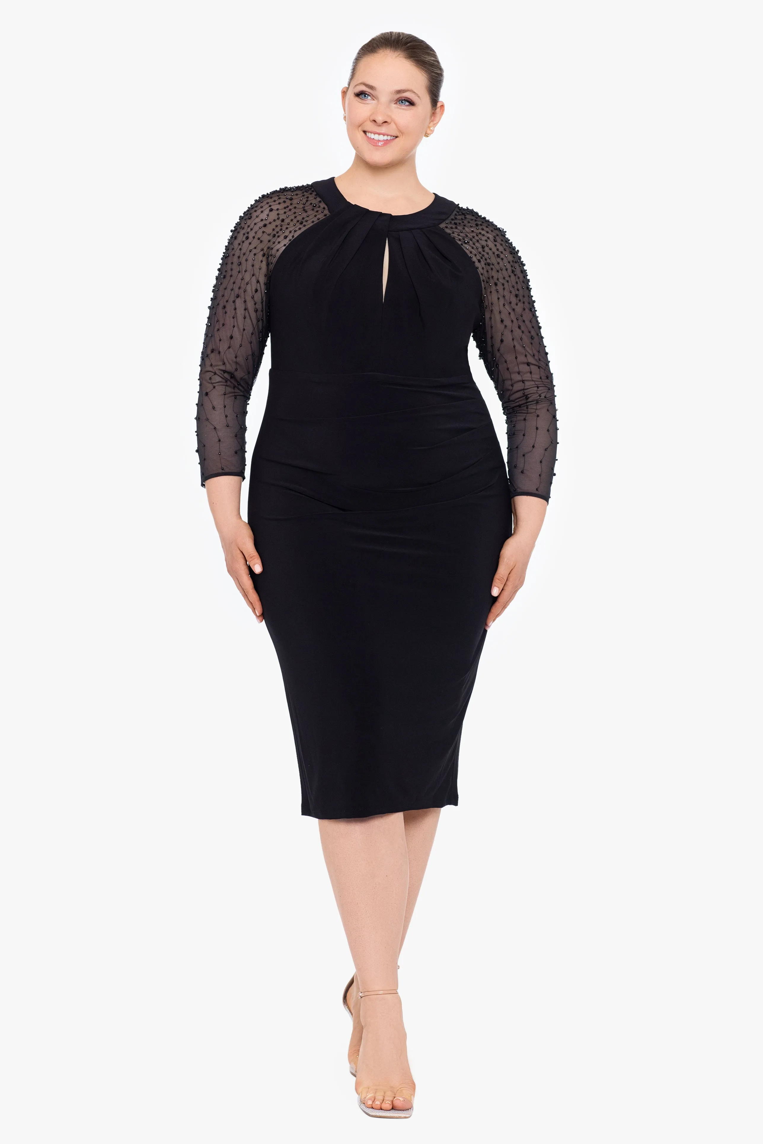 Plus "Joanna" Short Jersey Knit Beaded Sleeve Dress sold by Betsy & Adam