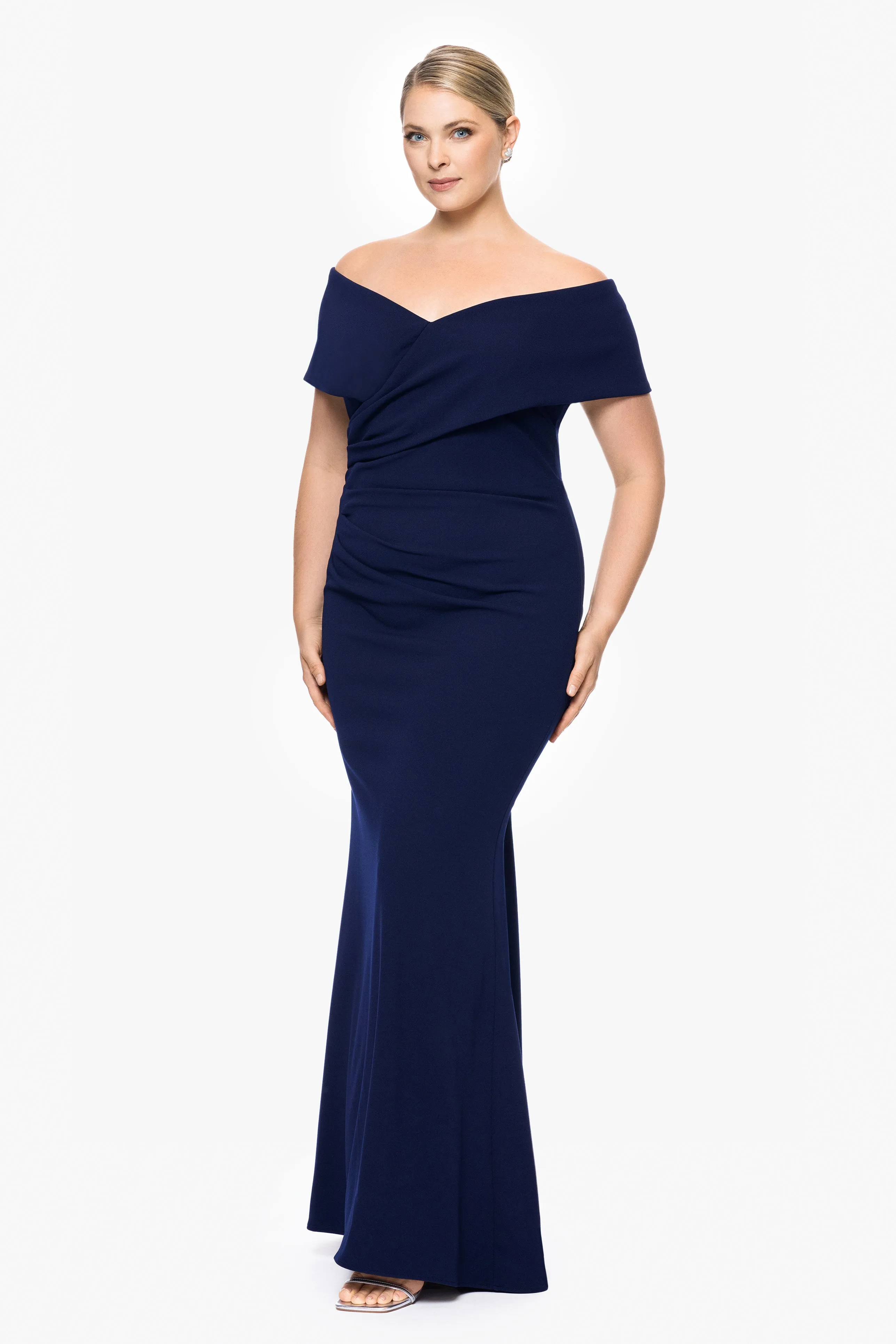 Plus "Tanya" Long Off the Shoulder Gown sold by Betsy & Adam product image thumbnail 3