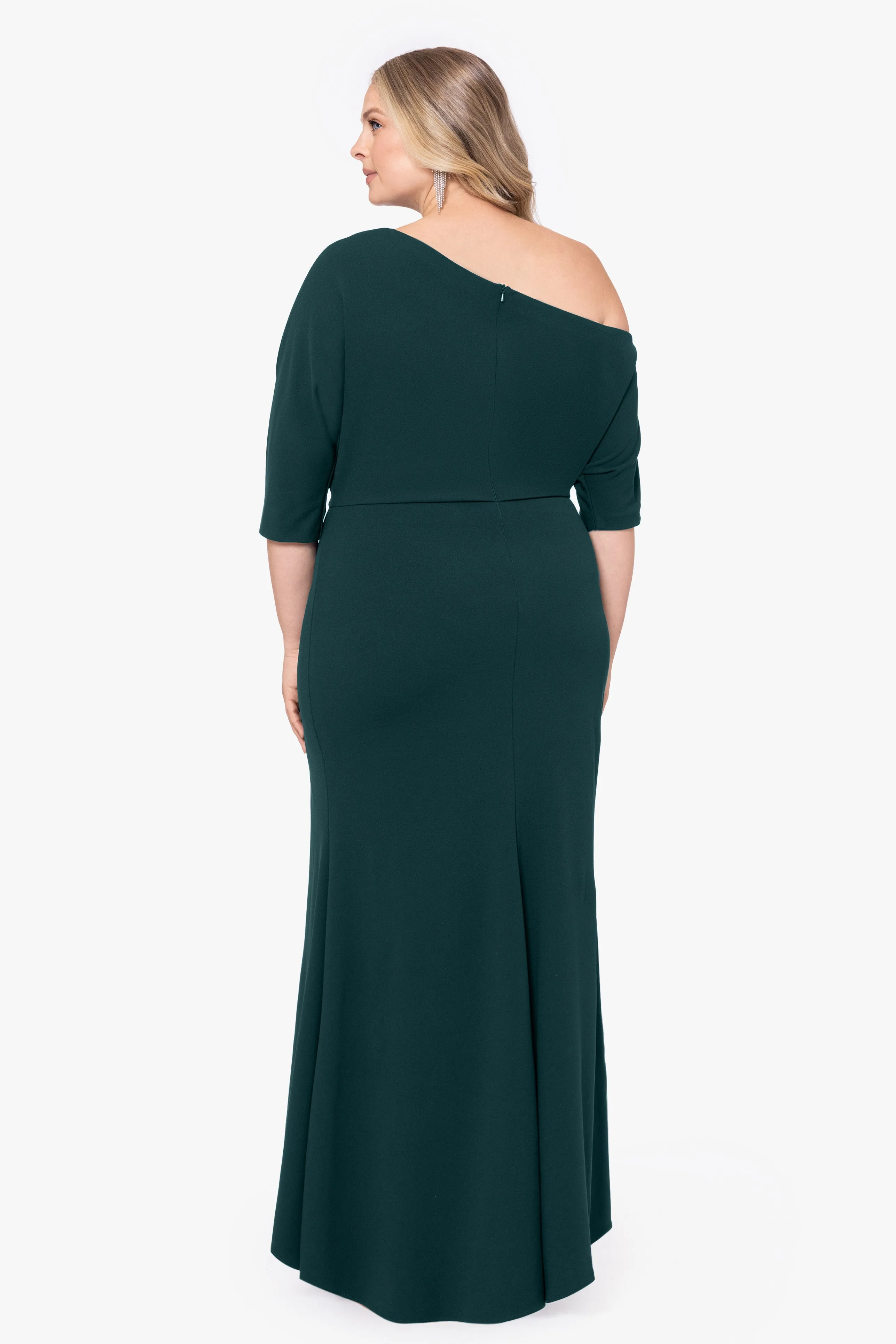 Plus "Madeline" Long Scuba Crepe Off the Shoulder Drop Dress sold by Betsy & Adam product image thumbnail 2