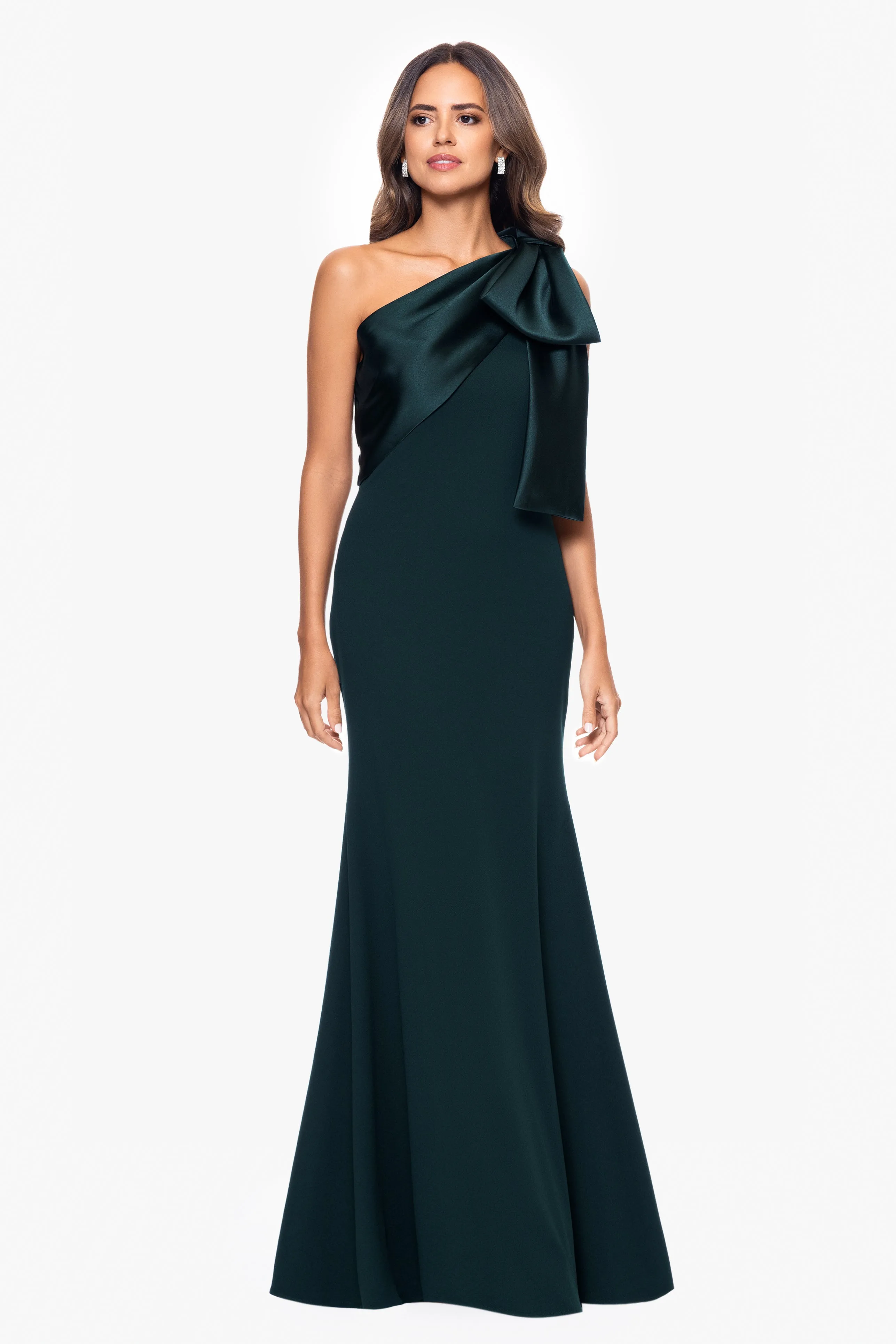 "Carmela" Long Scuba Crepe Dress with Satin Bow sold by Betsy & Adam product image thumbnail 3