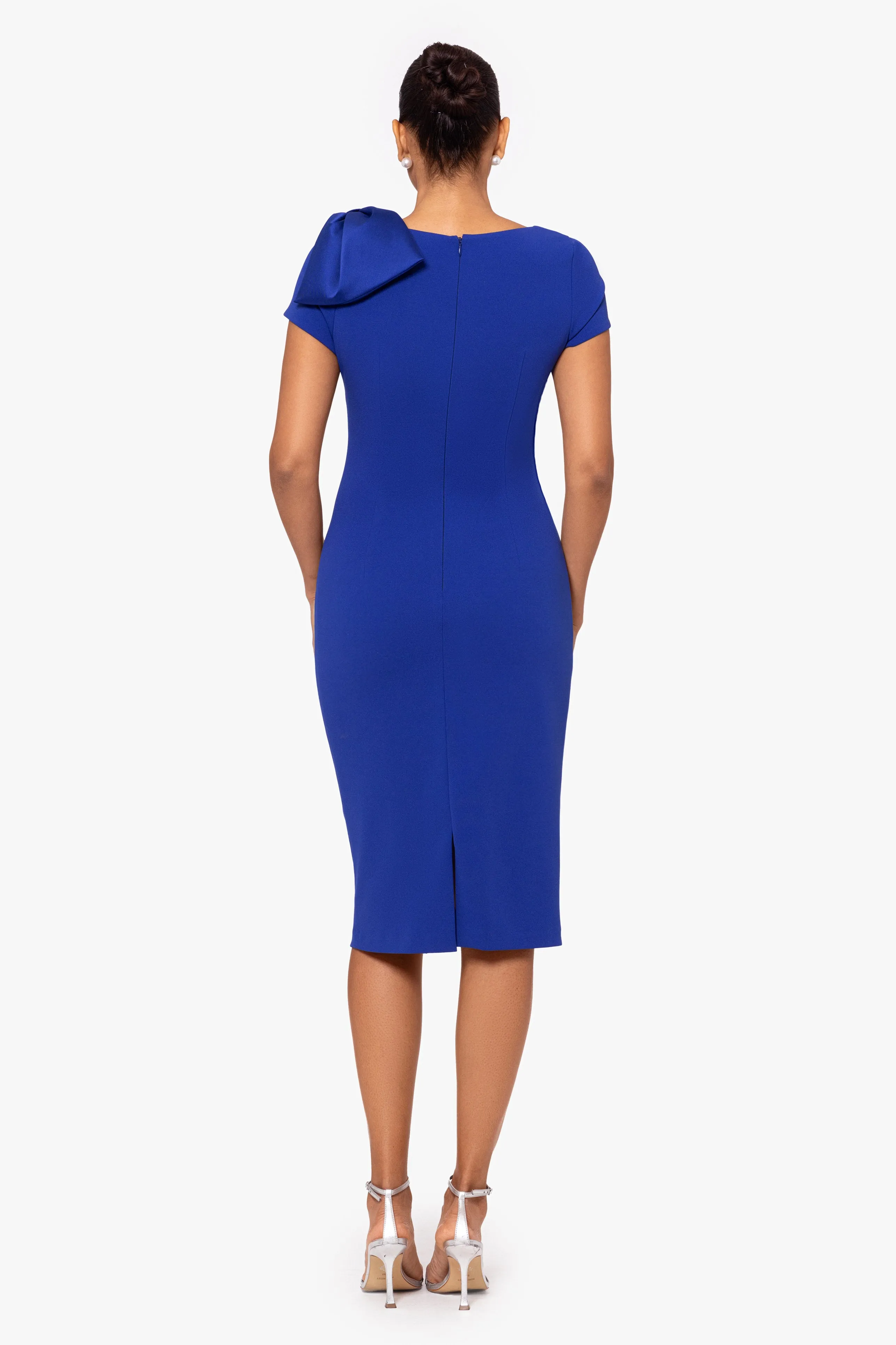 Petite "Jayden" Short Scuba Crepe Shoulder Bow Dress sold by Betsy & Adam product image thumbnail 2