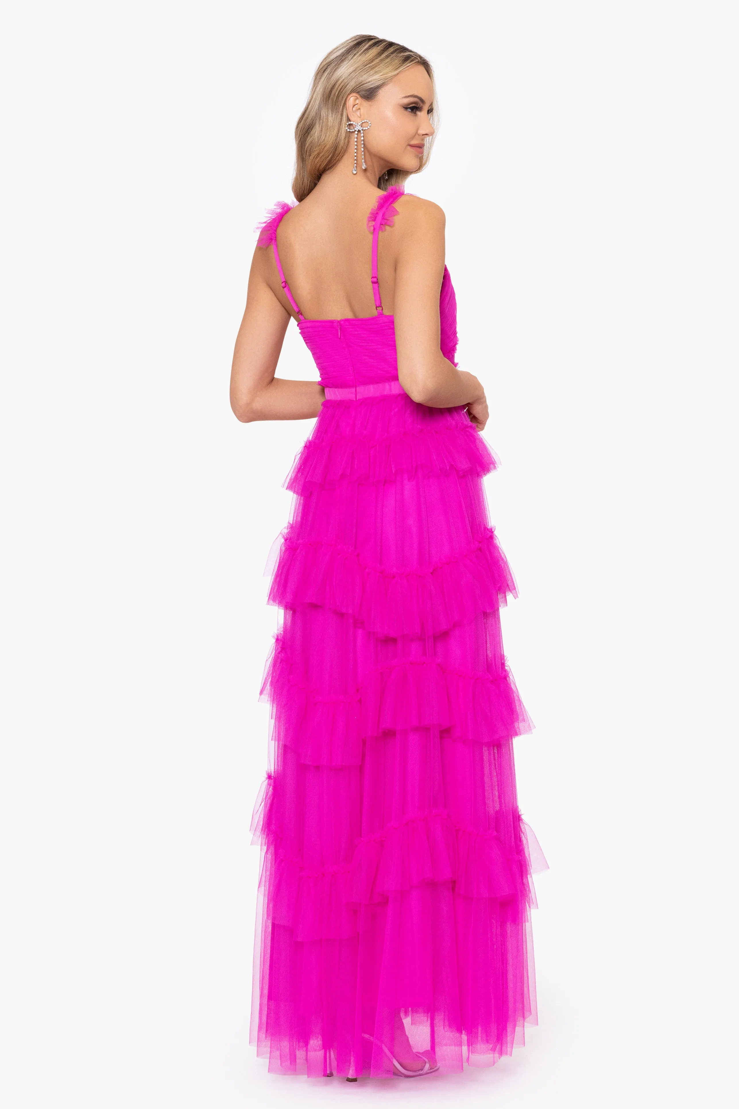 "Gigi" Long Ruffle Mesh Dress sold by Betsy & Adam product image thumbnail 2