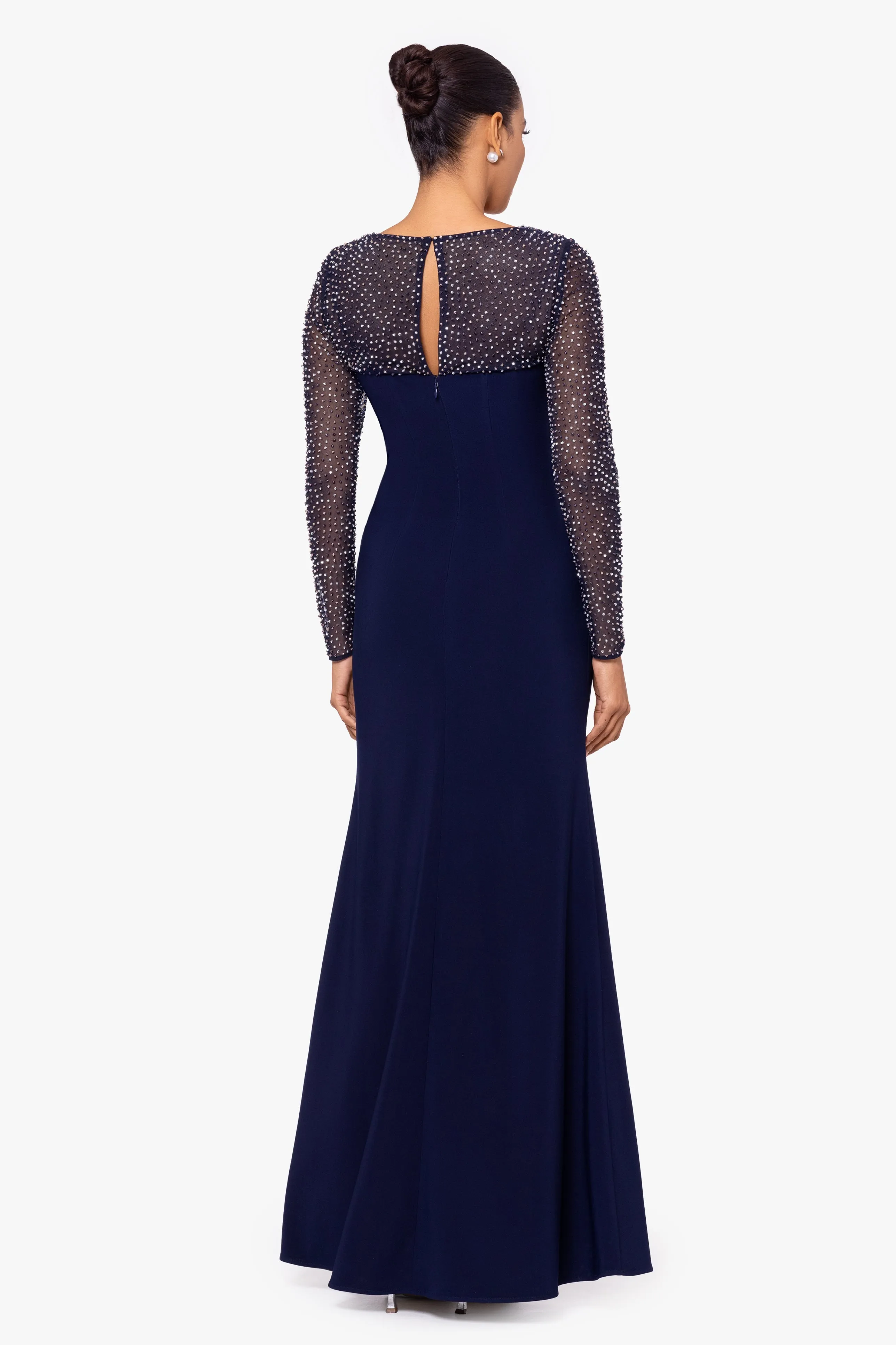 "Haisley" Long Jersey Knit Faux Shrug Beaded Dress sold by Betsy & Adam product image thumbnail 5