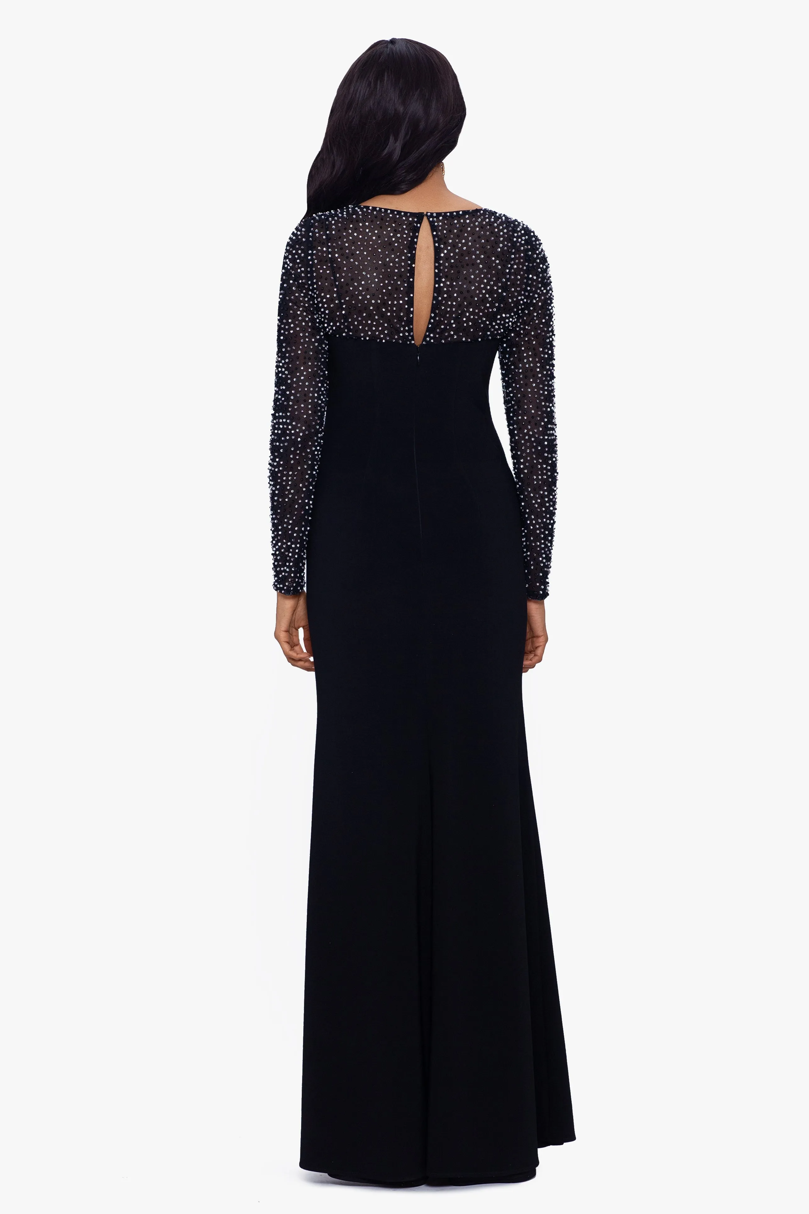 "Haisley" Long Jersey Knit Faux Shrug Beaded Dress sold by Betsy & Adam product image thumbnail 2