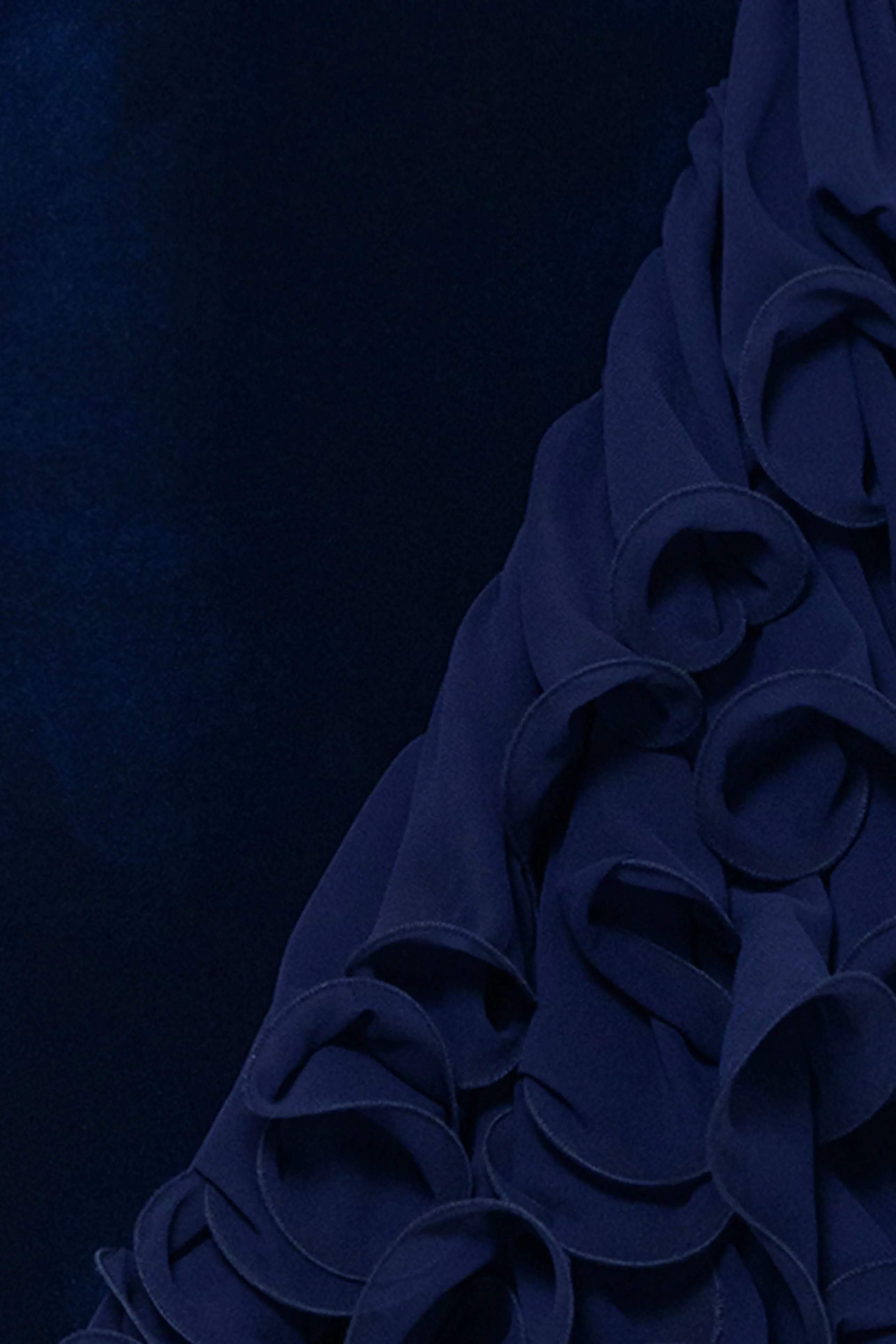 "Cassie" Long Velvet Asymmetrical Ruffle Mock Neck Dress sold by Betsy & Adam product image thumbnail 5