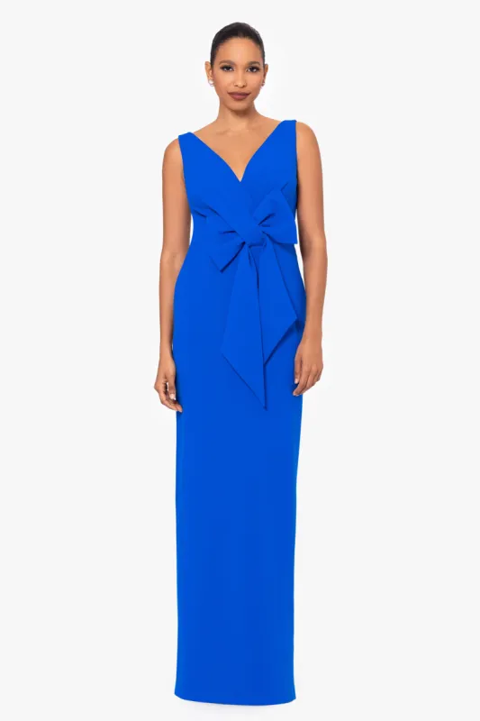 "Sam" Long Scuba Twist Bow Dress made by Betsy & Adam