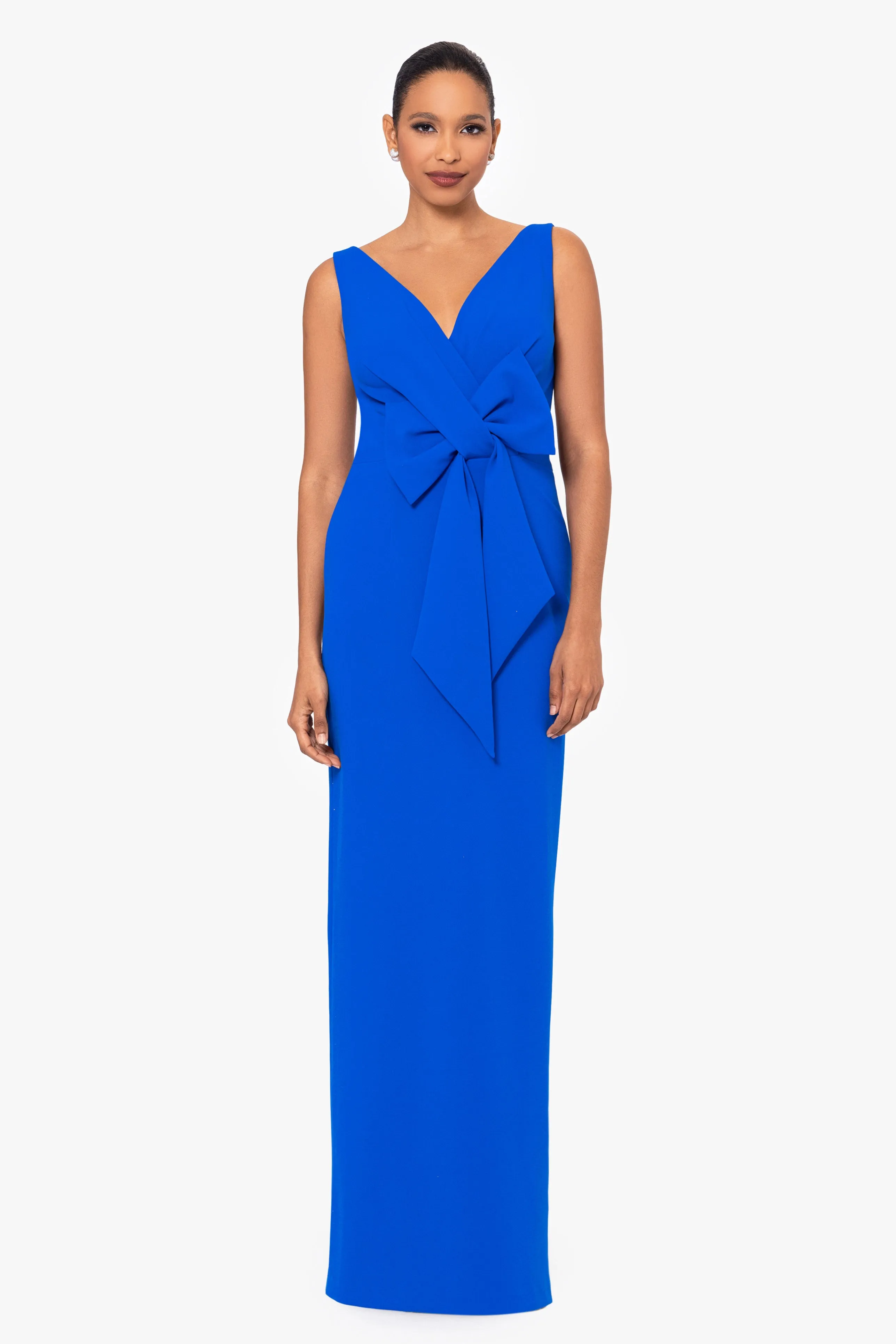 "Sam" Long Scuba Twist Bow Dress sold by Betsy & Adam